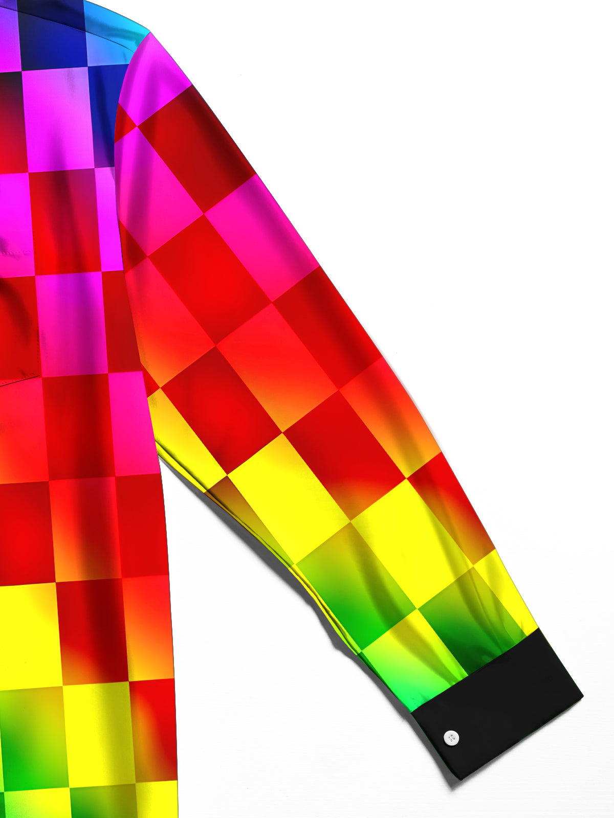 Hawaiian Rainbow Plaid Stripes Geometry Men's Pocket Long Sleeve Shirts