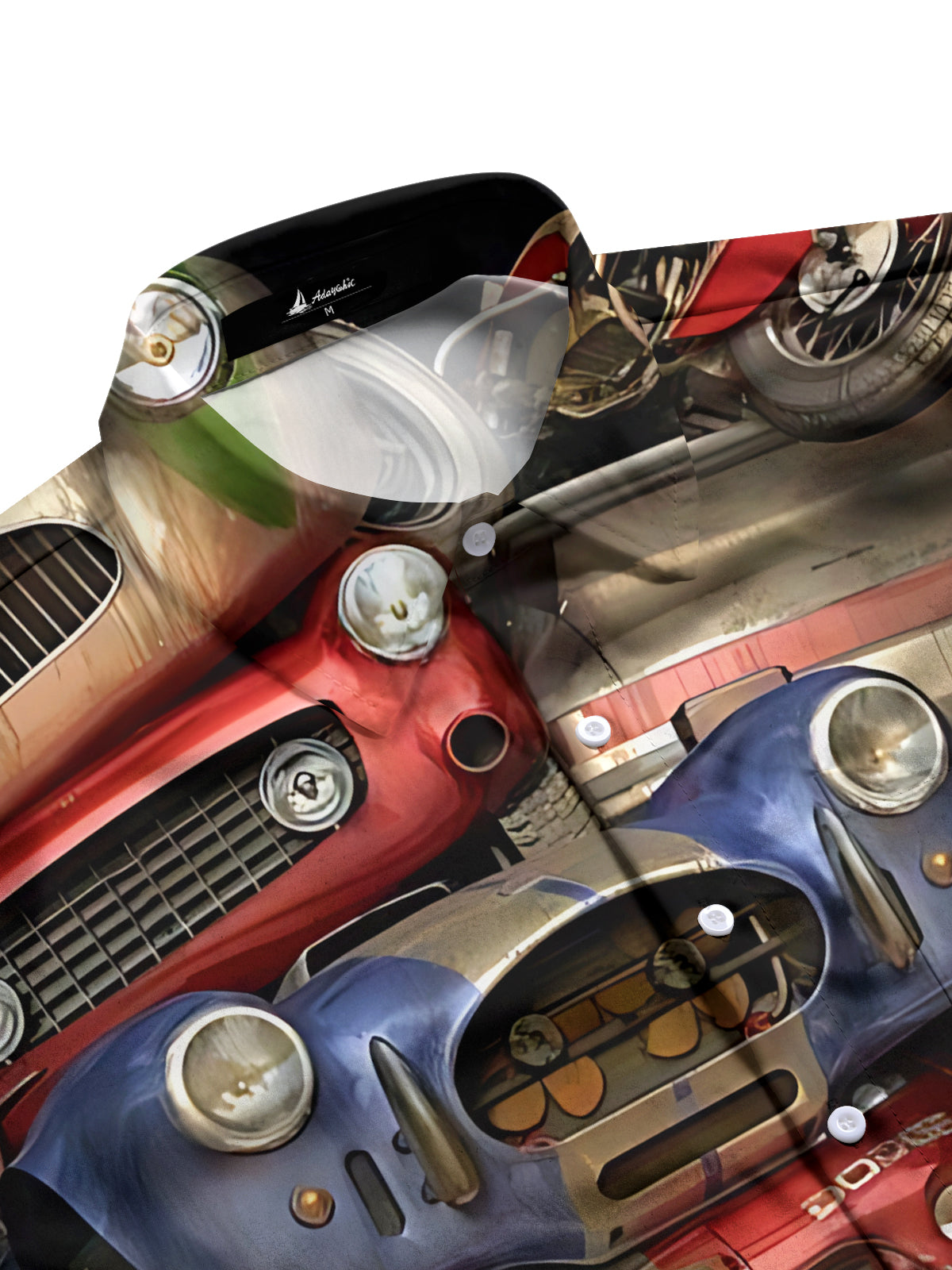 Vintage Car Print Men's Pocket Short Sleeve Shirts