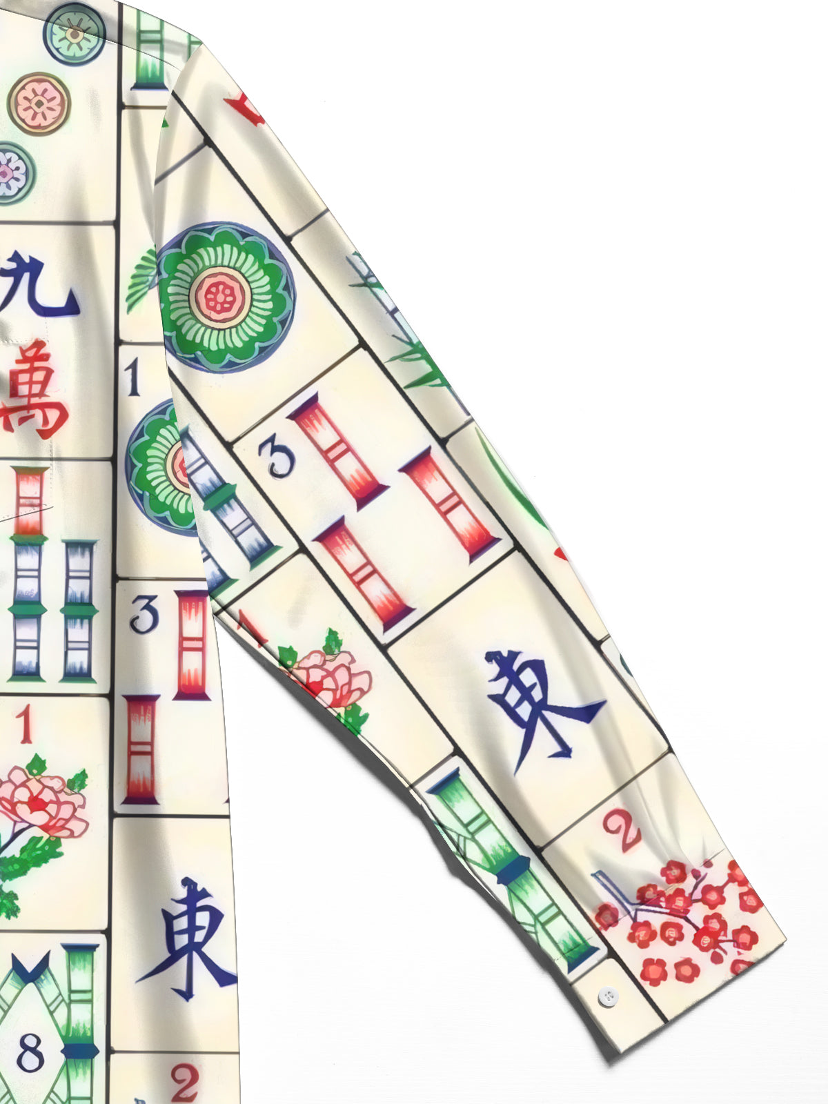 Mahjong Print Men's Pocket Long Sleeve Shirts