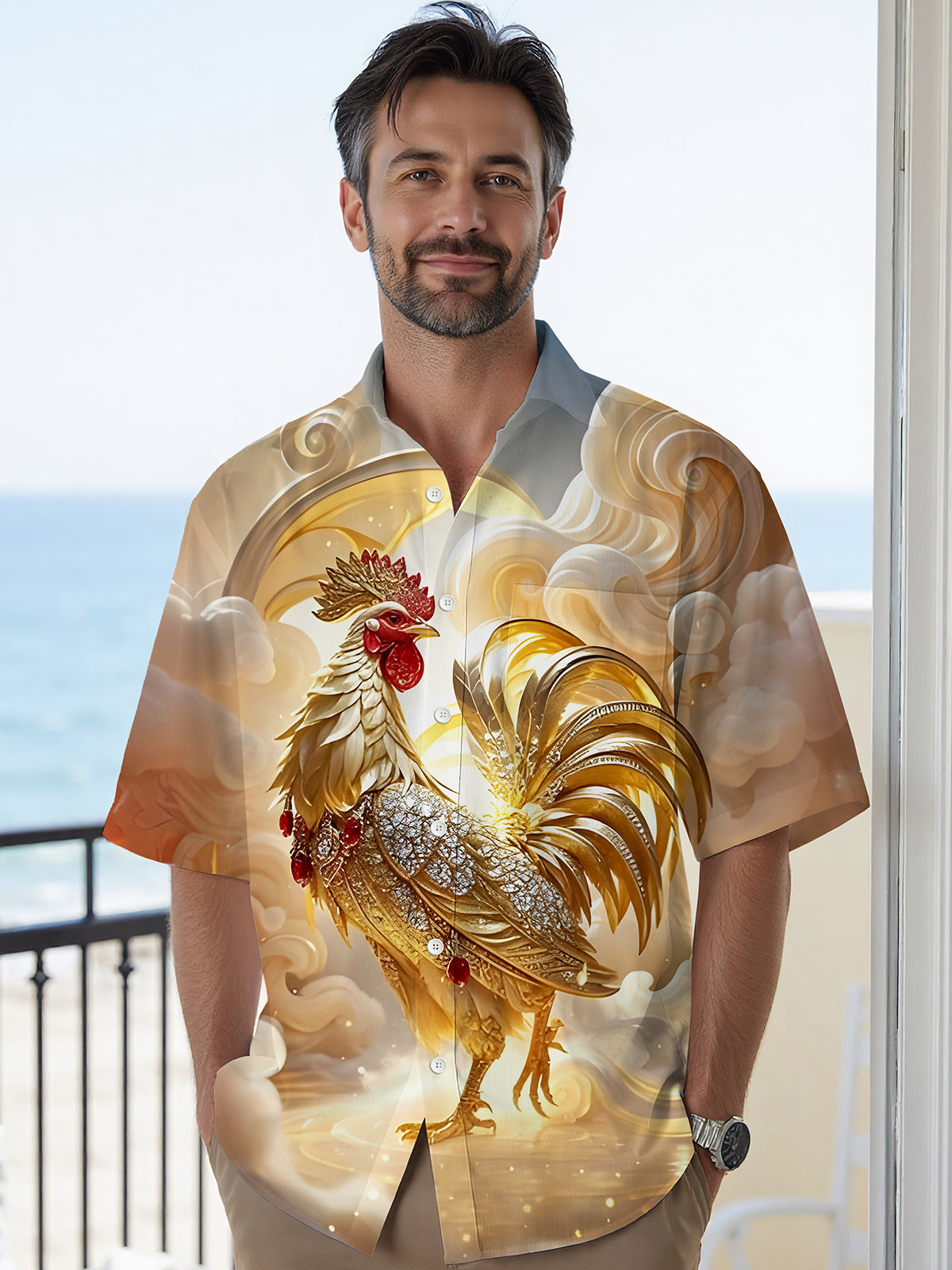 Rooster Men's Pocket Short Sleeve Shirts
