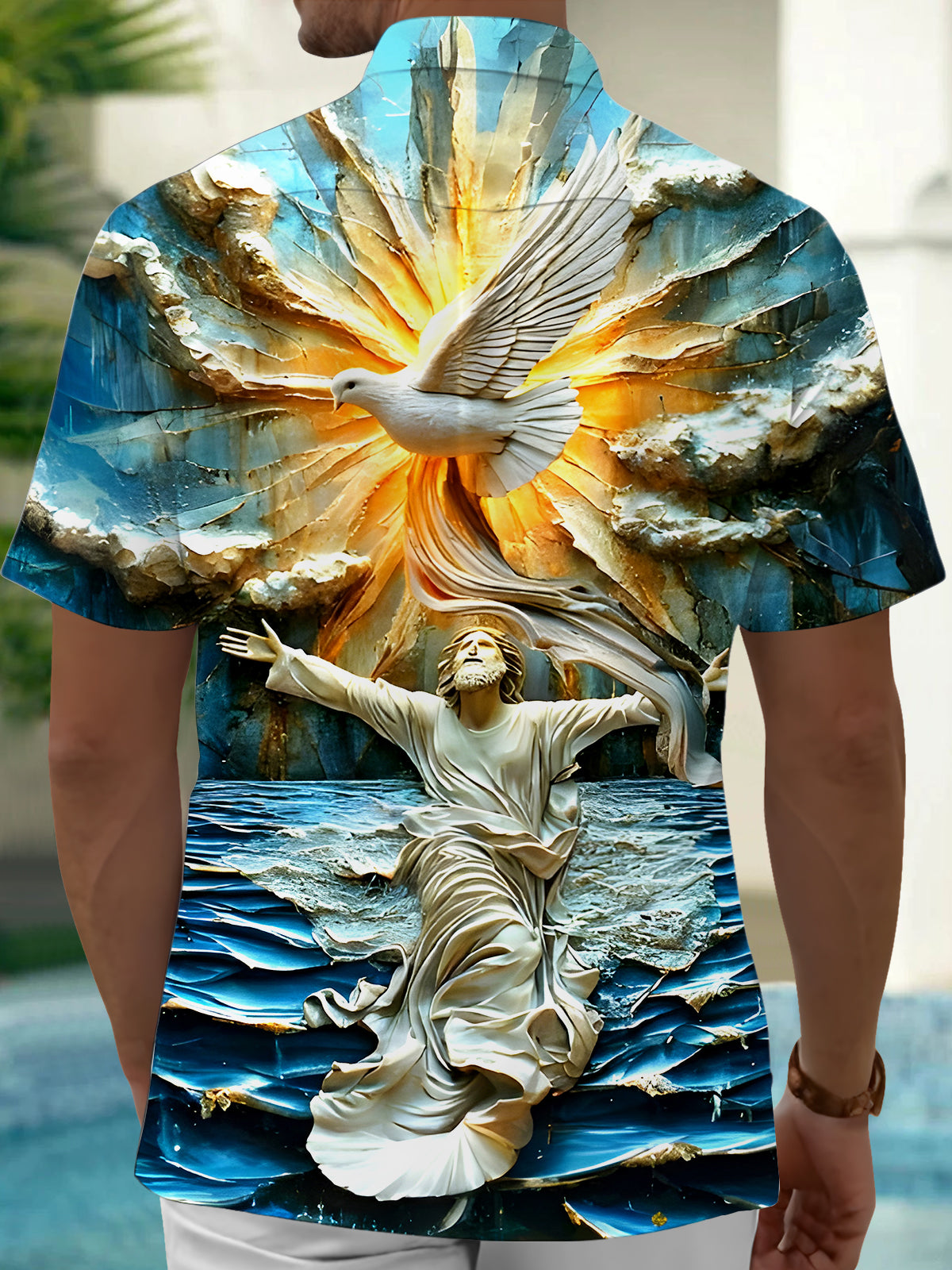 Jesus White Dove Men's Pocket Short Sleeve Shirts