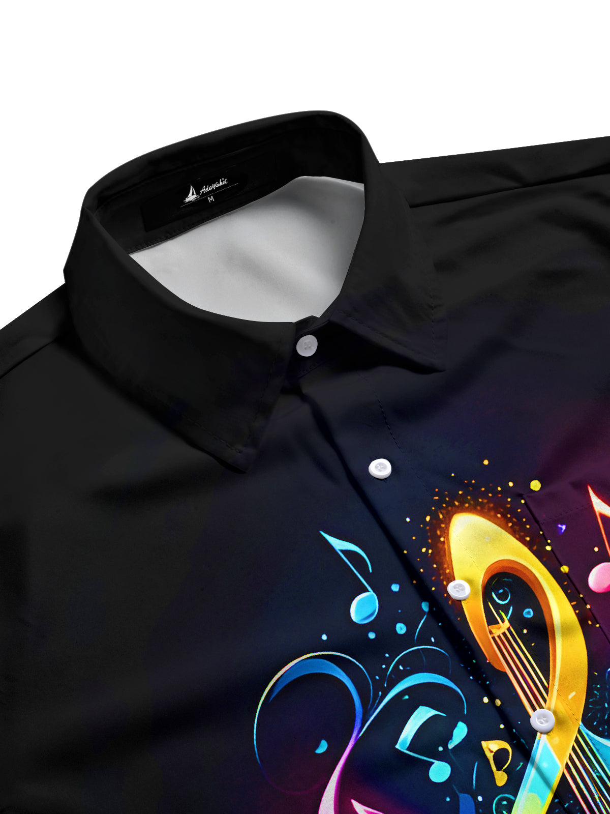 Treble Clef Music Notes Guitar Men's Pocket Short Sleeve Shirts