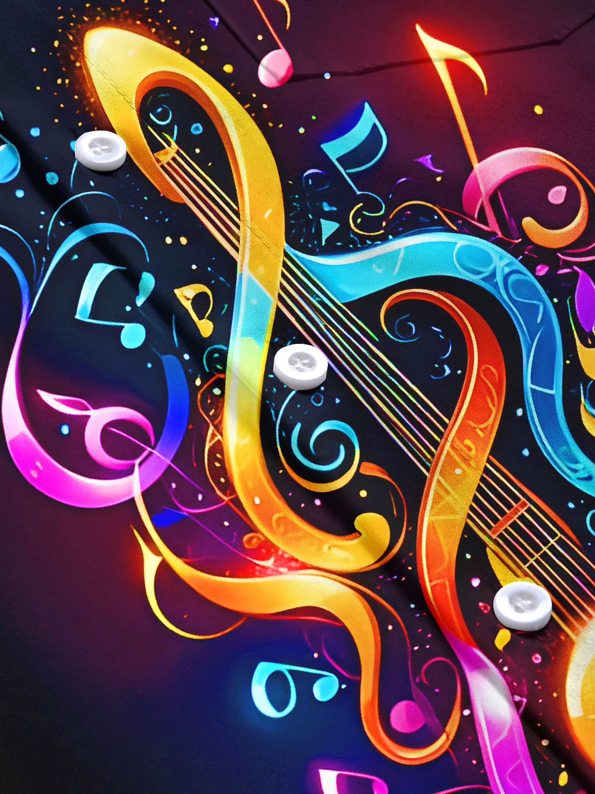 Treble Clef Music Notes Guitar Men's Pocket Short Sleeve Shirts