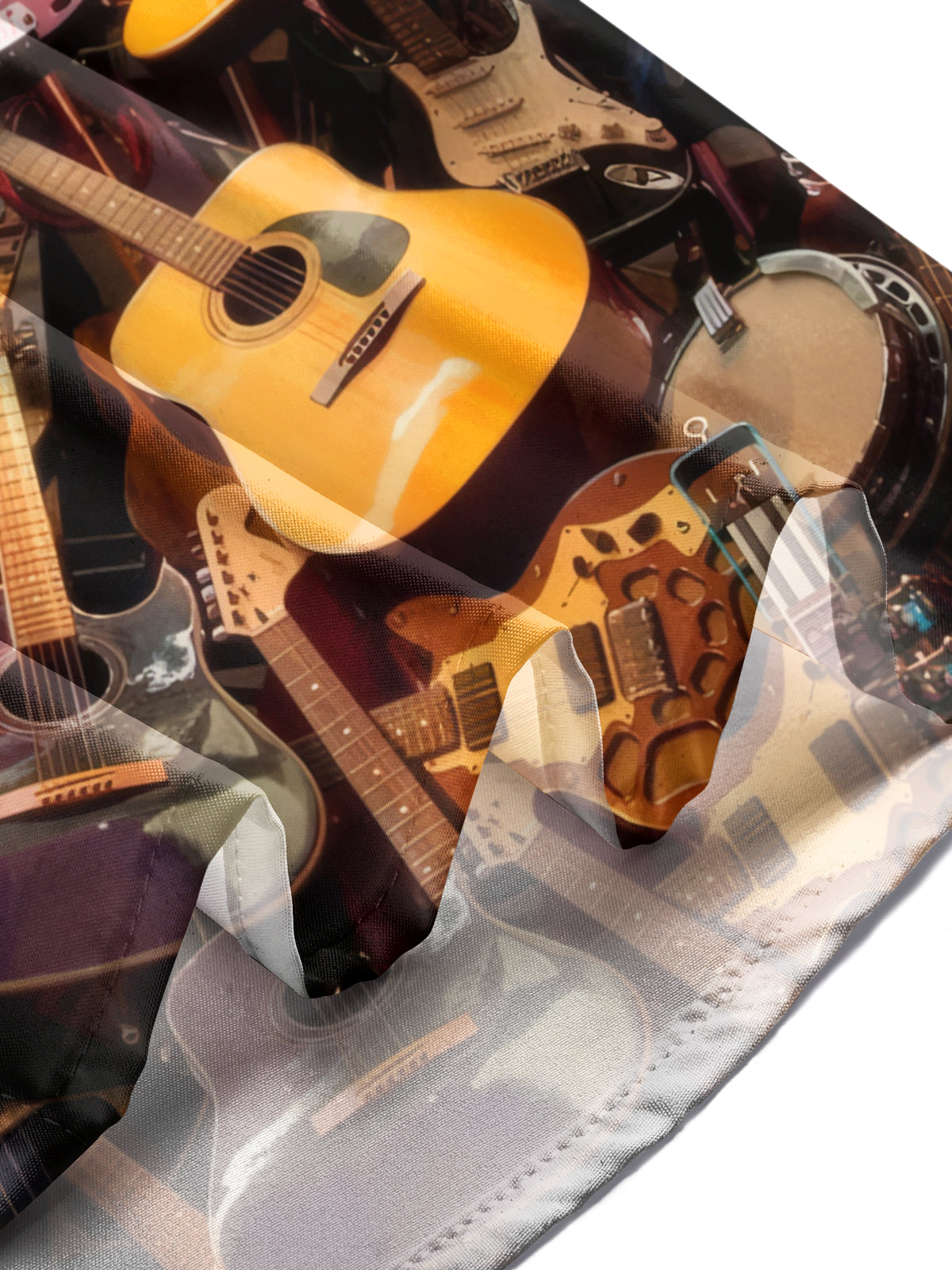 Musical Instruments Guitar Print Men's Pocket Long Sleeve Shirts