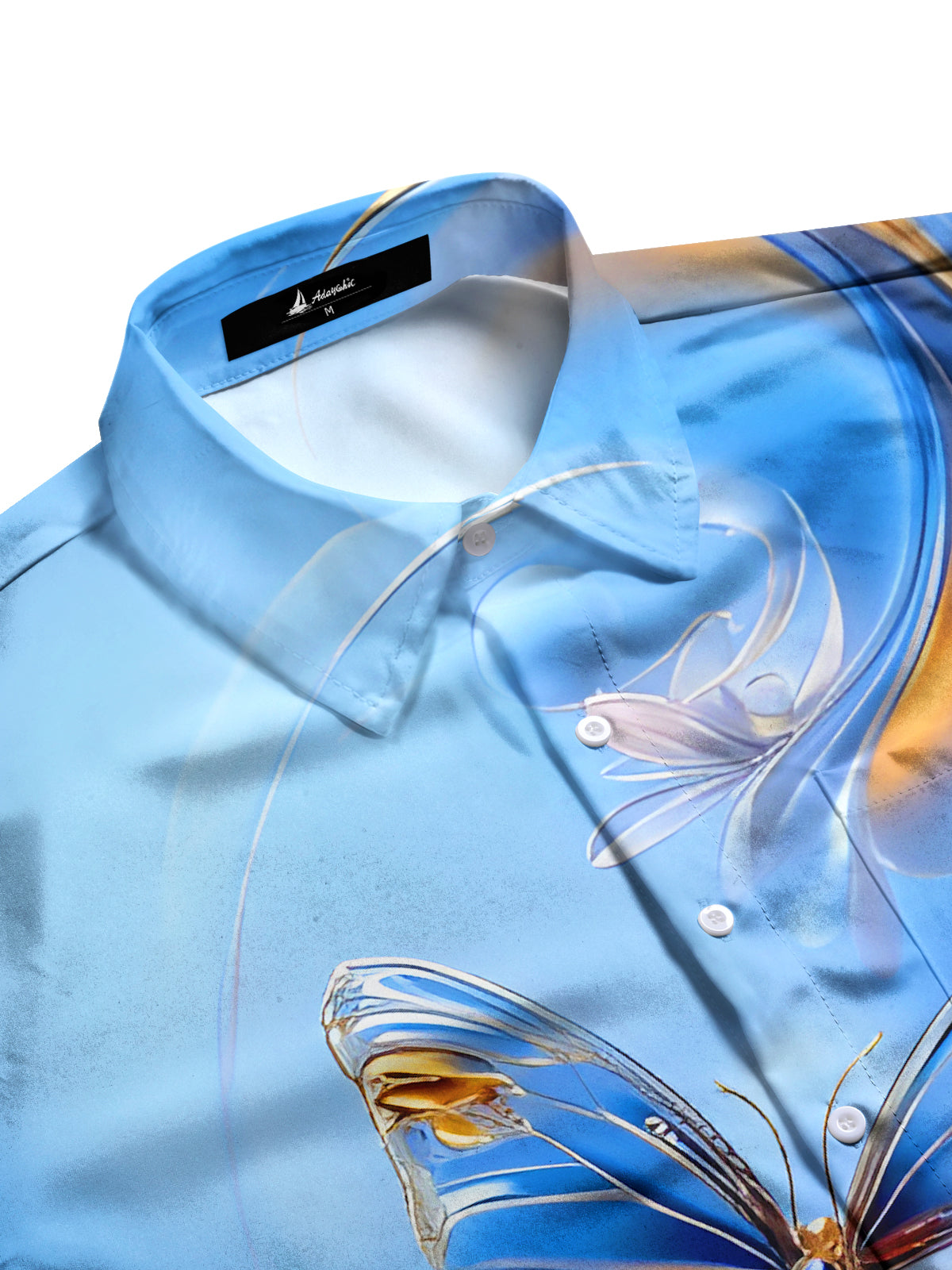 Butterfly Floral Art Men's Pocket Short Sleeve Shirts