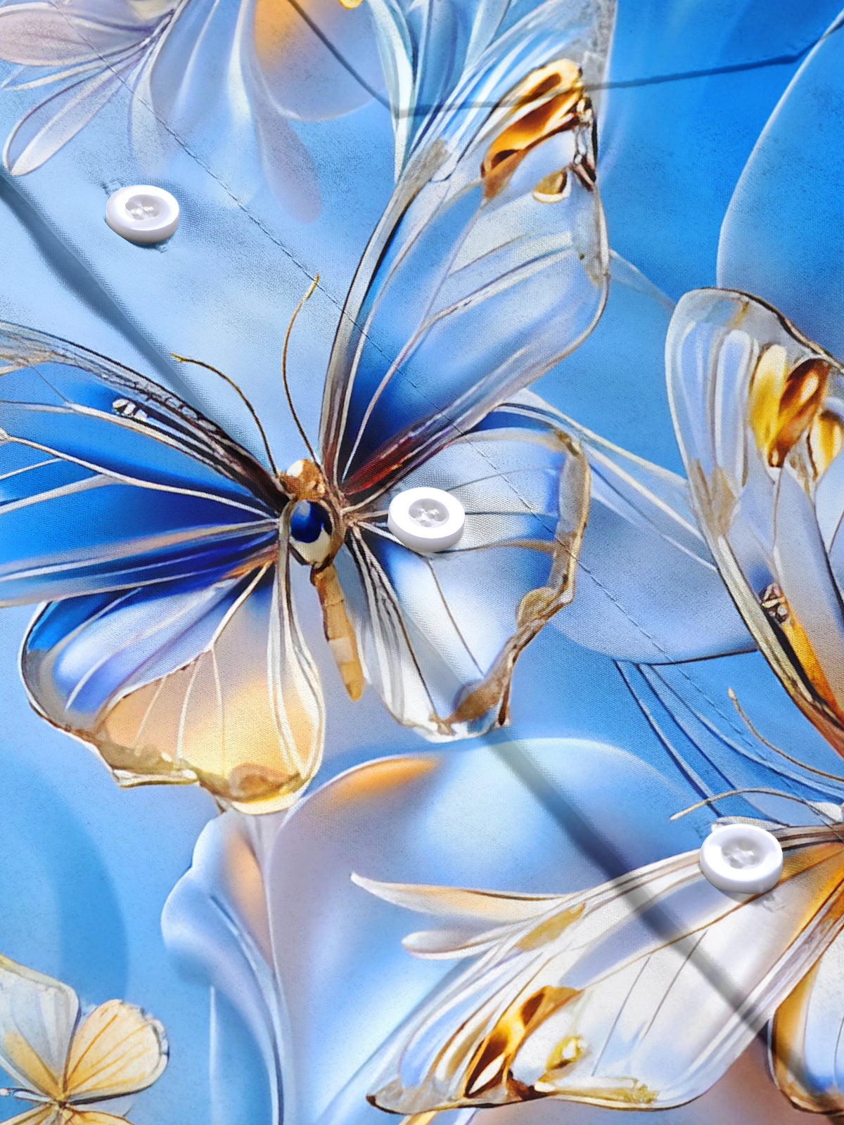 Butterfly Floral Art Men's Pocket Short Sleeve Shirts