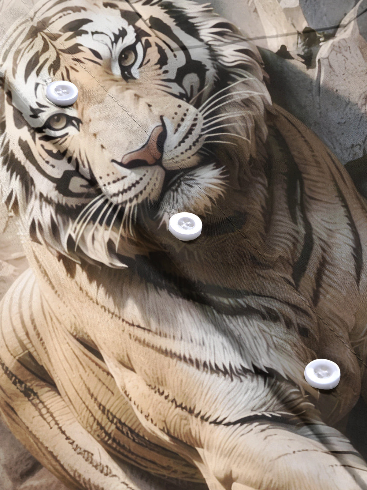 Tiger Print Men's Pocket Short Sleeve Shirts