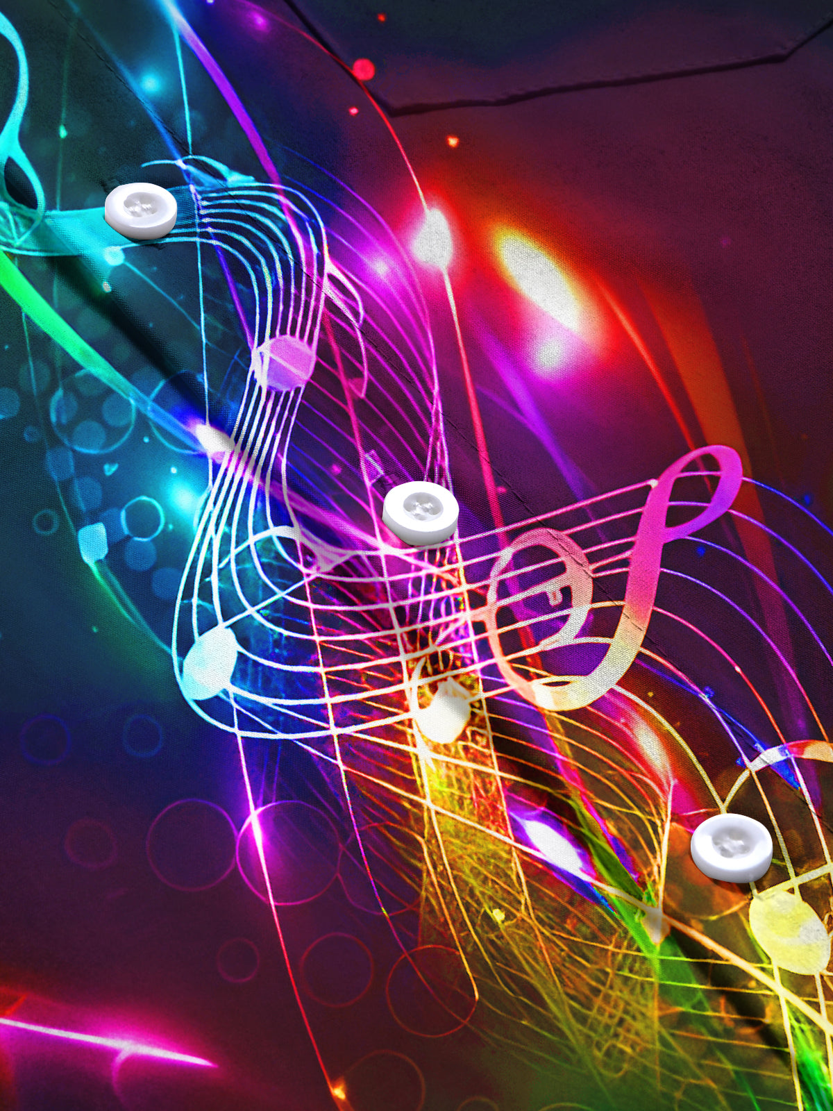 Colorful Music Notes Men's Pocket Short Sleeve Shirts