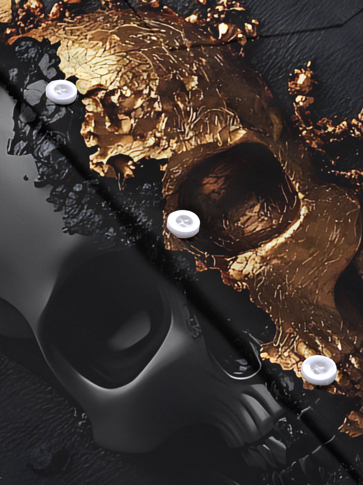 Skull Art Print Men's Pocket Short Sleeve Shirts