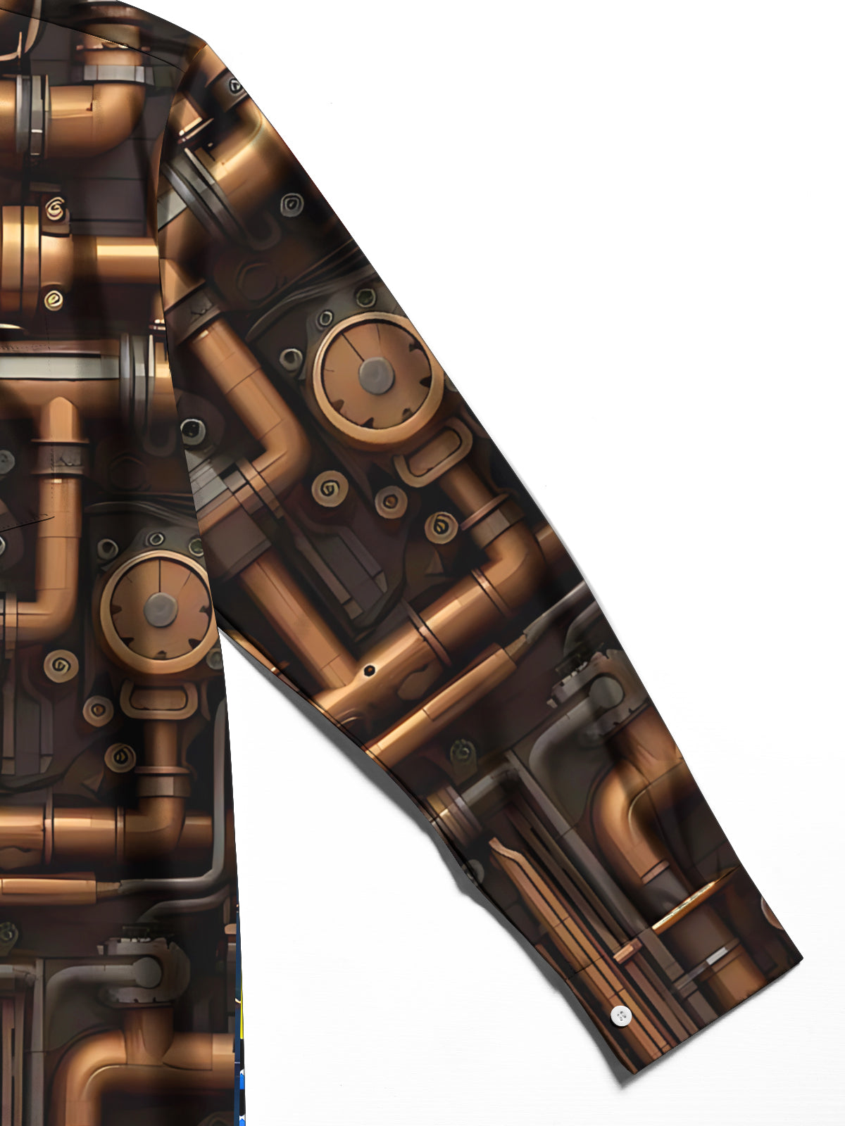 Steampunk Machines Print Men's Pocket Long Sleeve Shirts