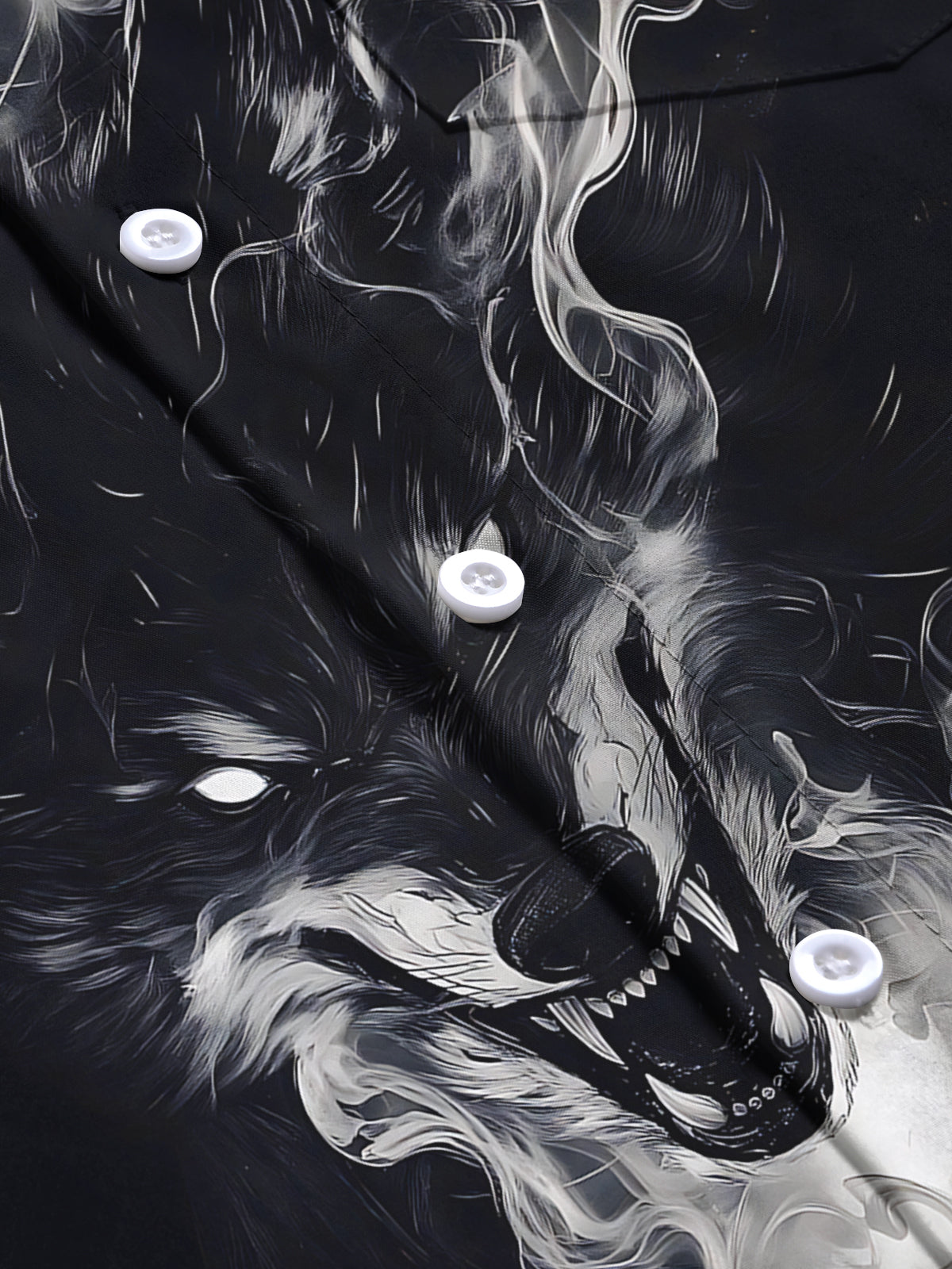 Wolf Print Men's Pocket Short Sleeve Shirts