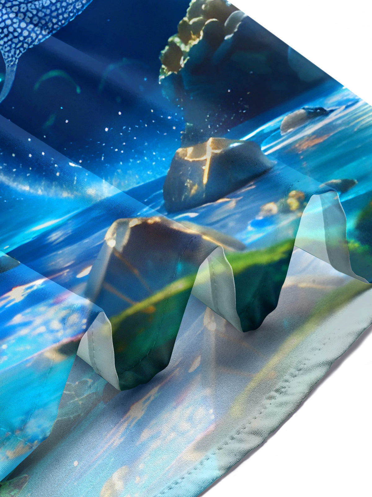 Manta Ray Gradient Diamond Fantasy Marine Life Men's Pocket Short Sleeve Shirts