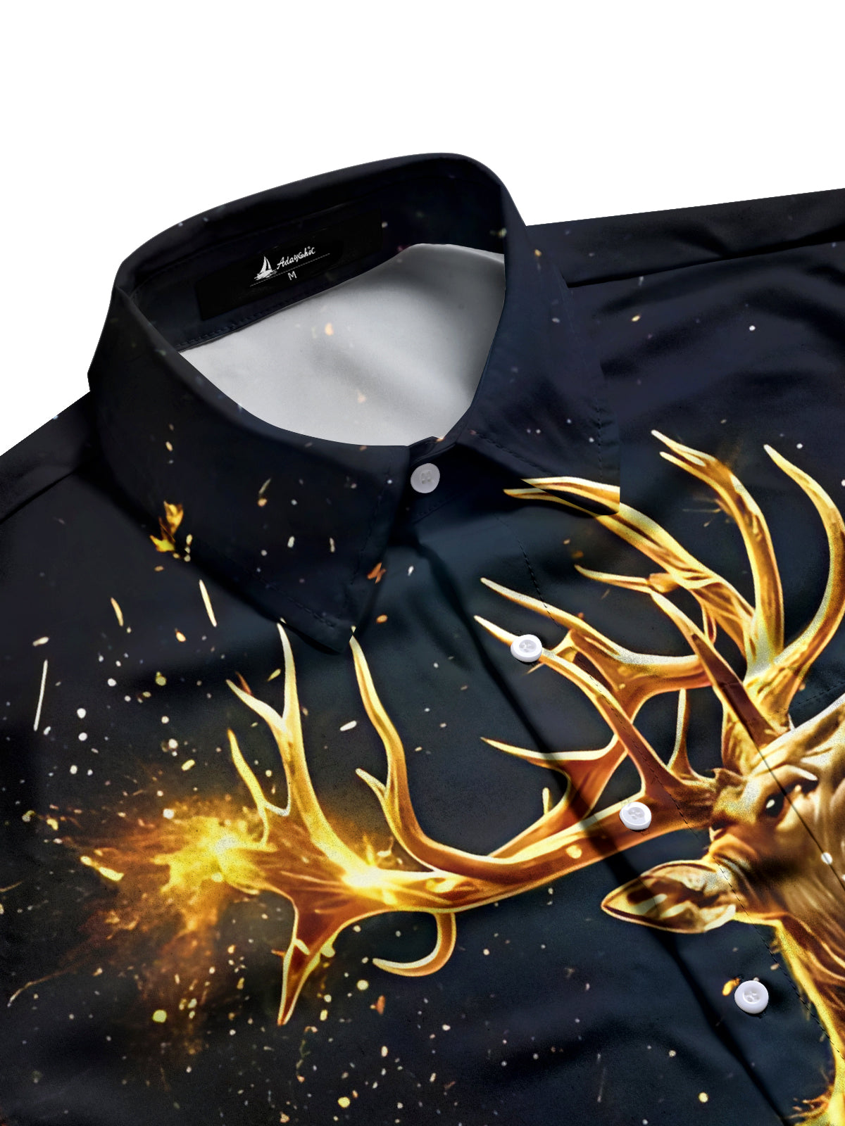 Golden Elk Print Men's Pocket Short Sleeve Shirts