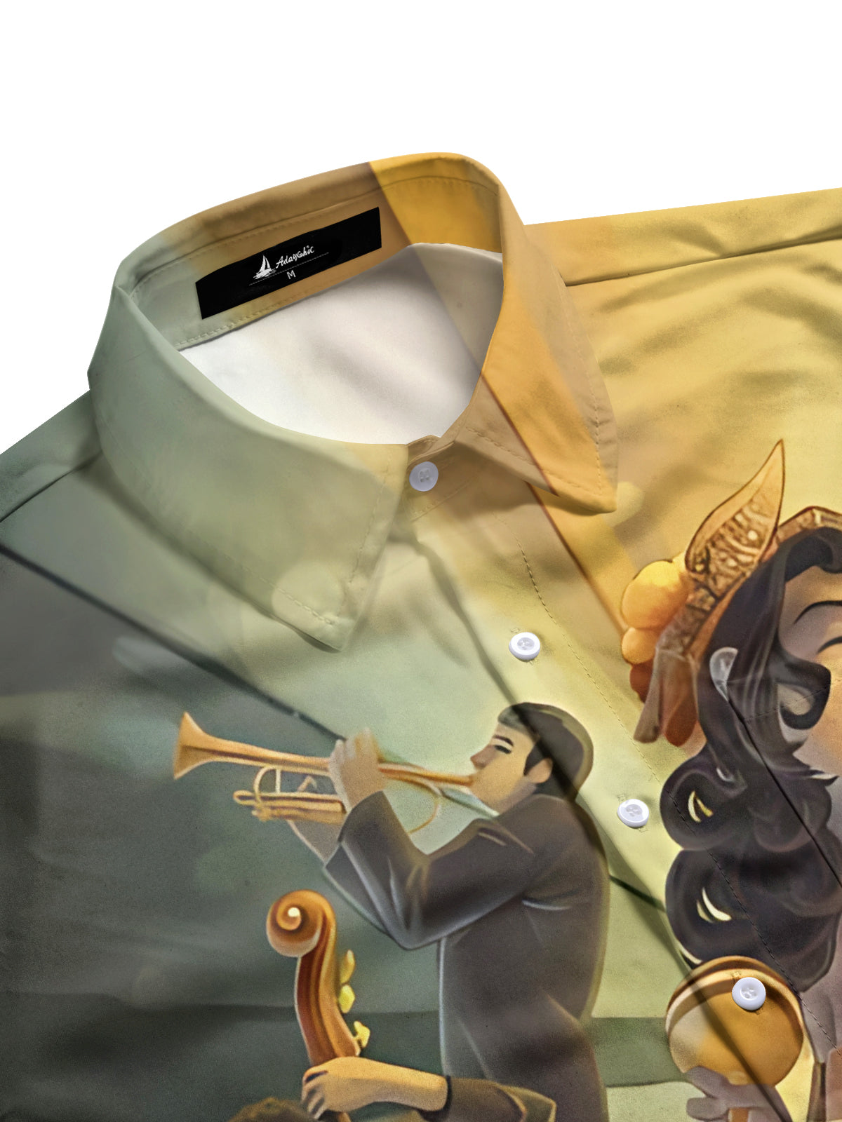 Retro Music Art Print Men's Pocket Long Sleeve Shirts