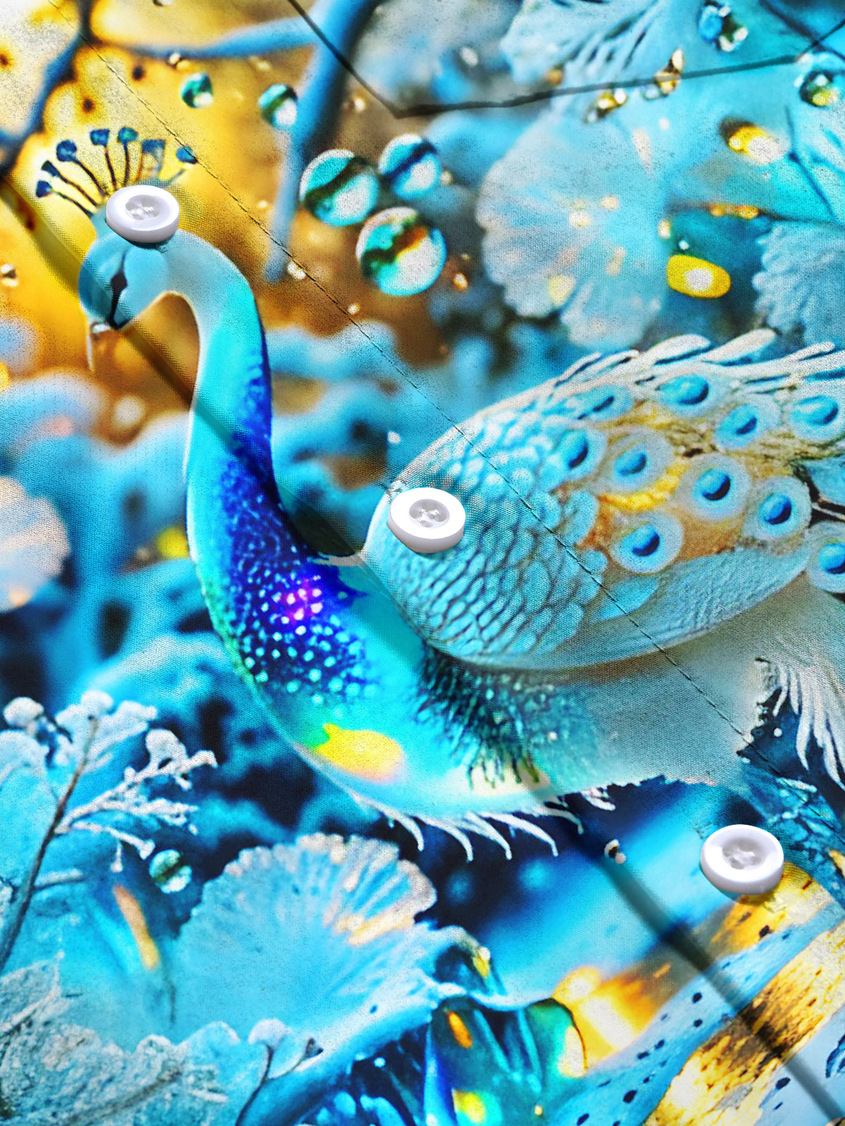 Art Ice Snow Peacock Men's Pocket Short Sleeve Shirts