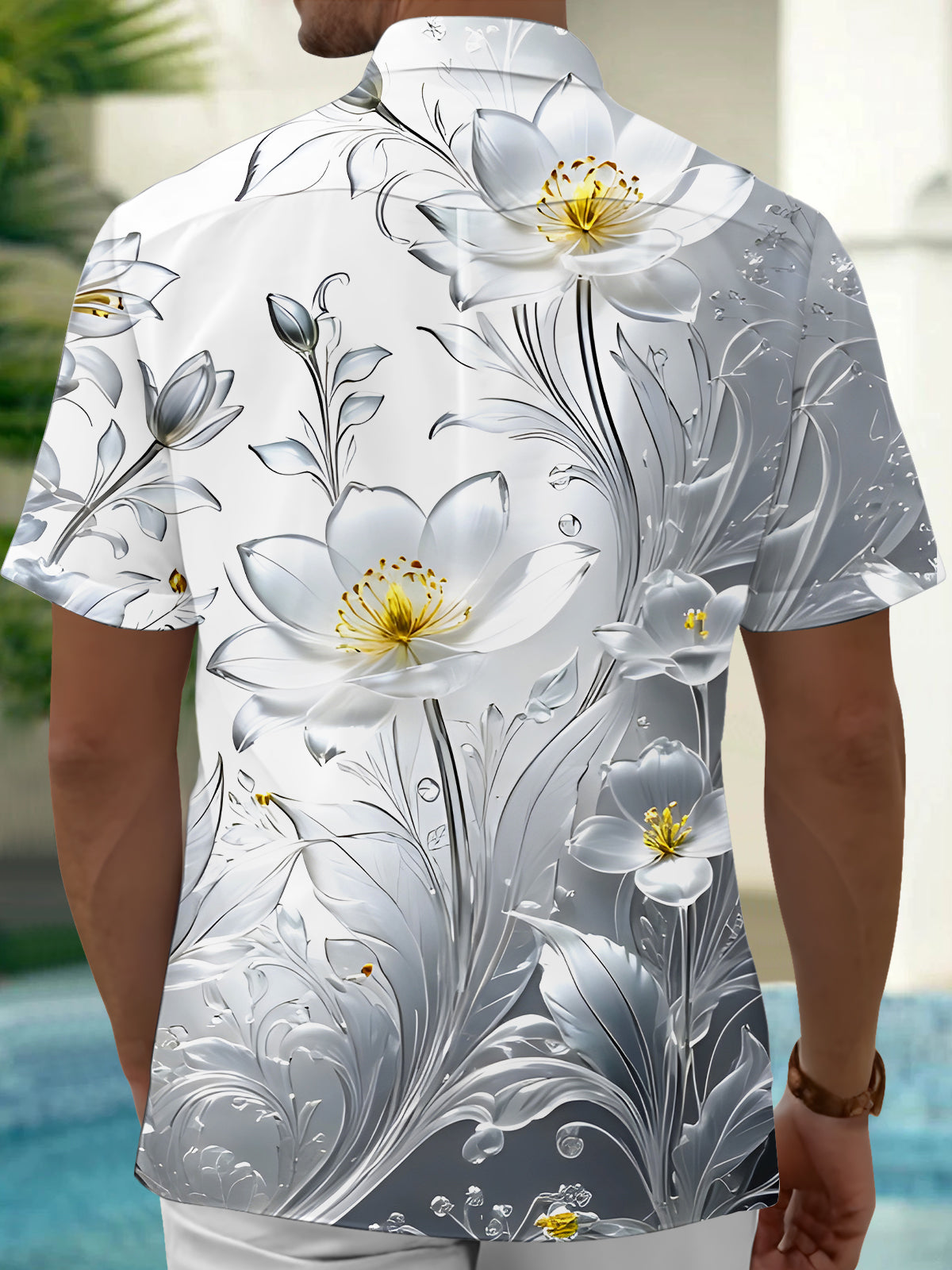 Floral Men's Pocket Short Sleeve Shirts