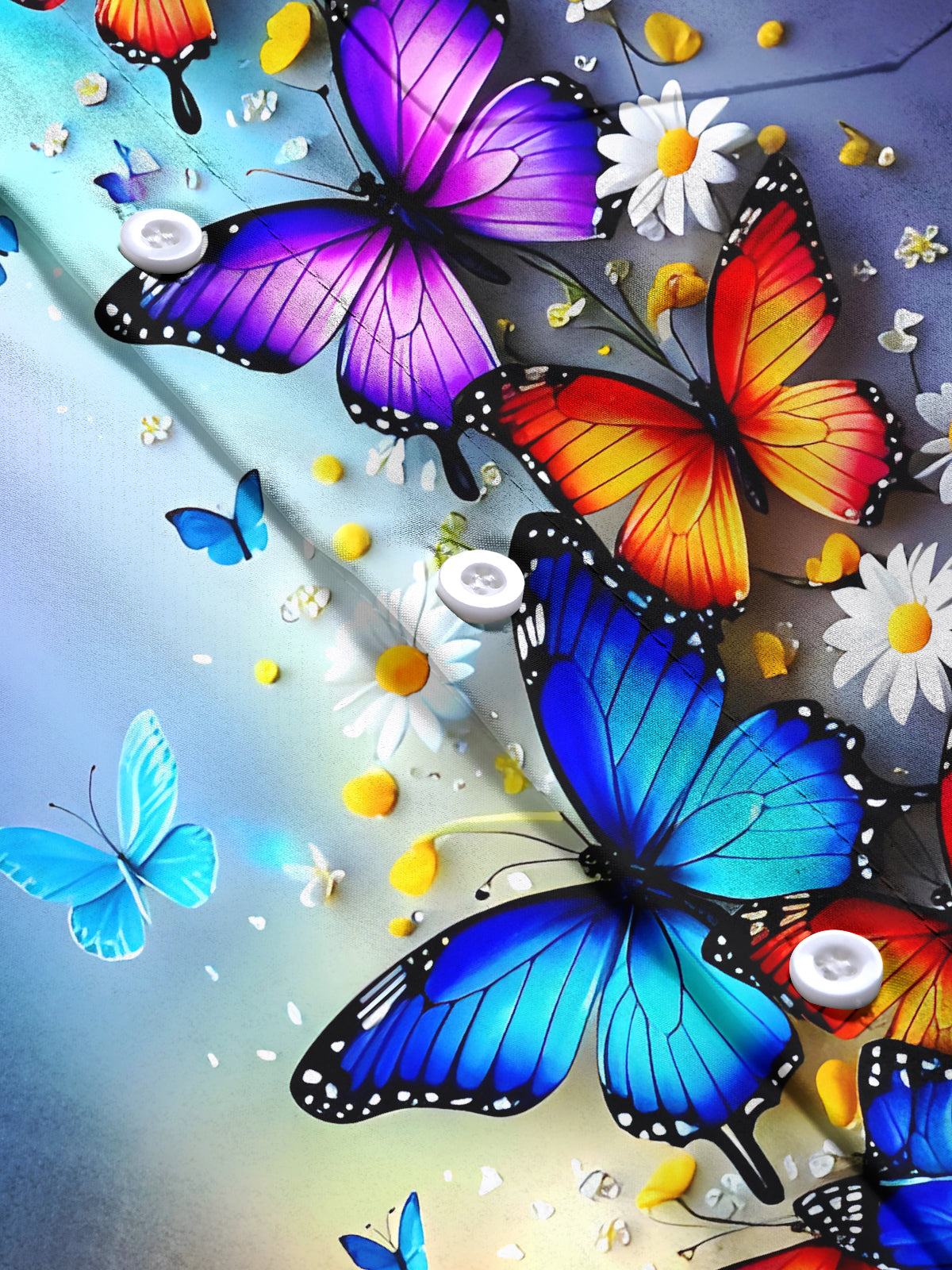 Butterfly Floral Men's Pocket Short Sleeve Shirts