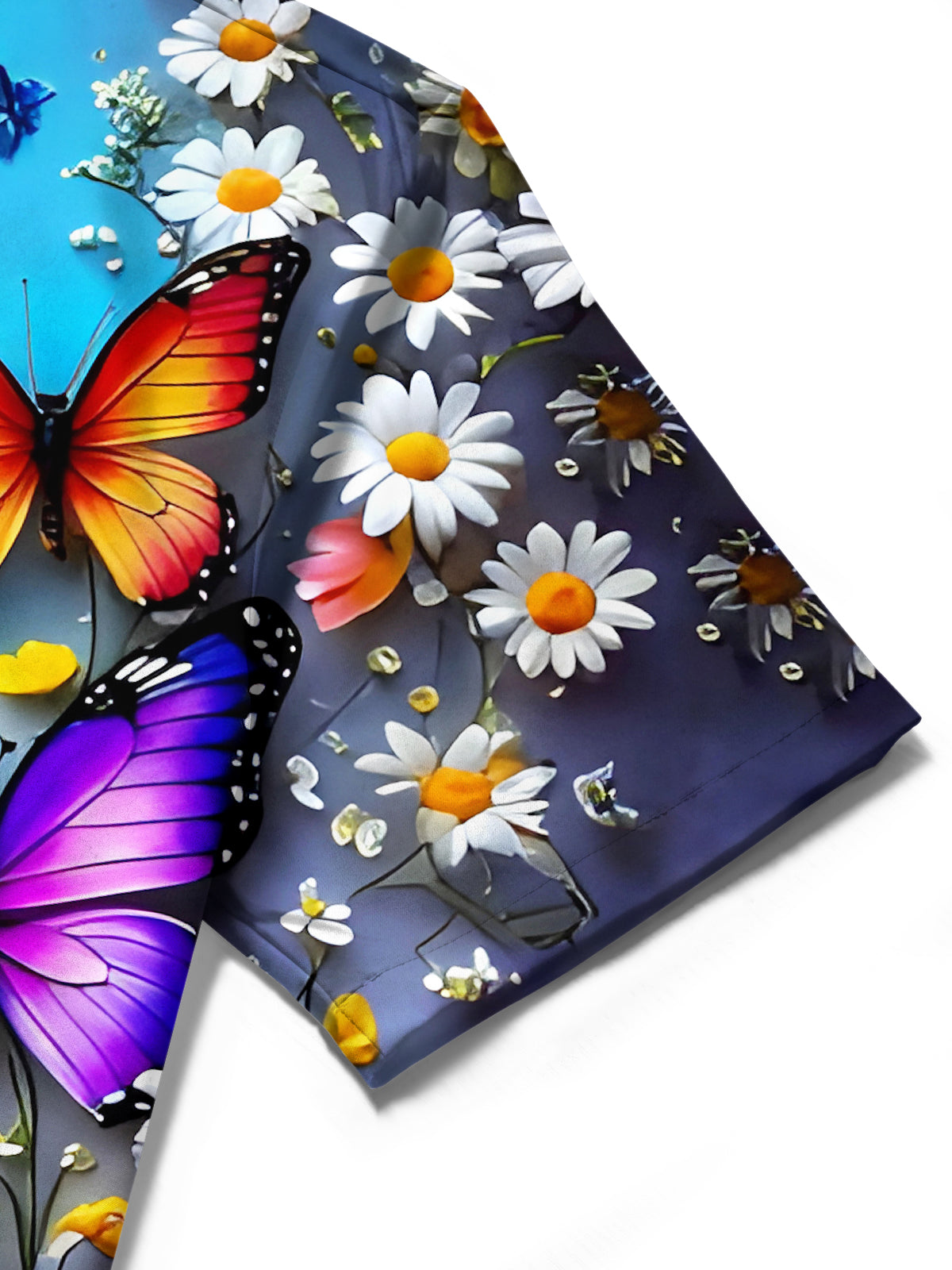 Butterfly Floral Men's Pocket Short Sleeve Shirts
