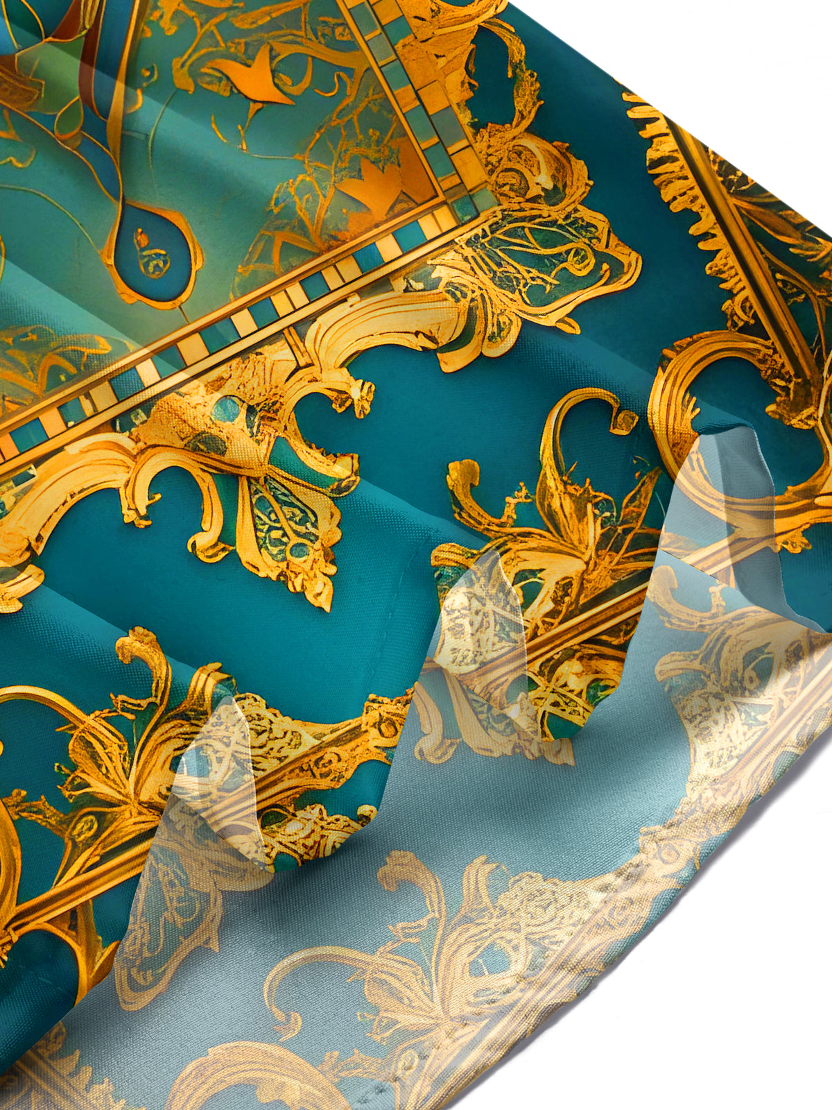 Art Golden Teardrop-Shaped Floral Men's Pocket Long Sleeve Shirts