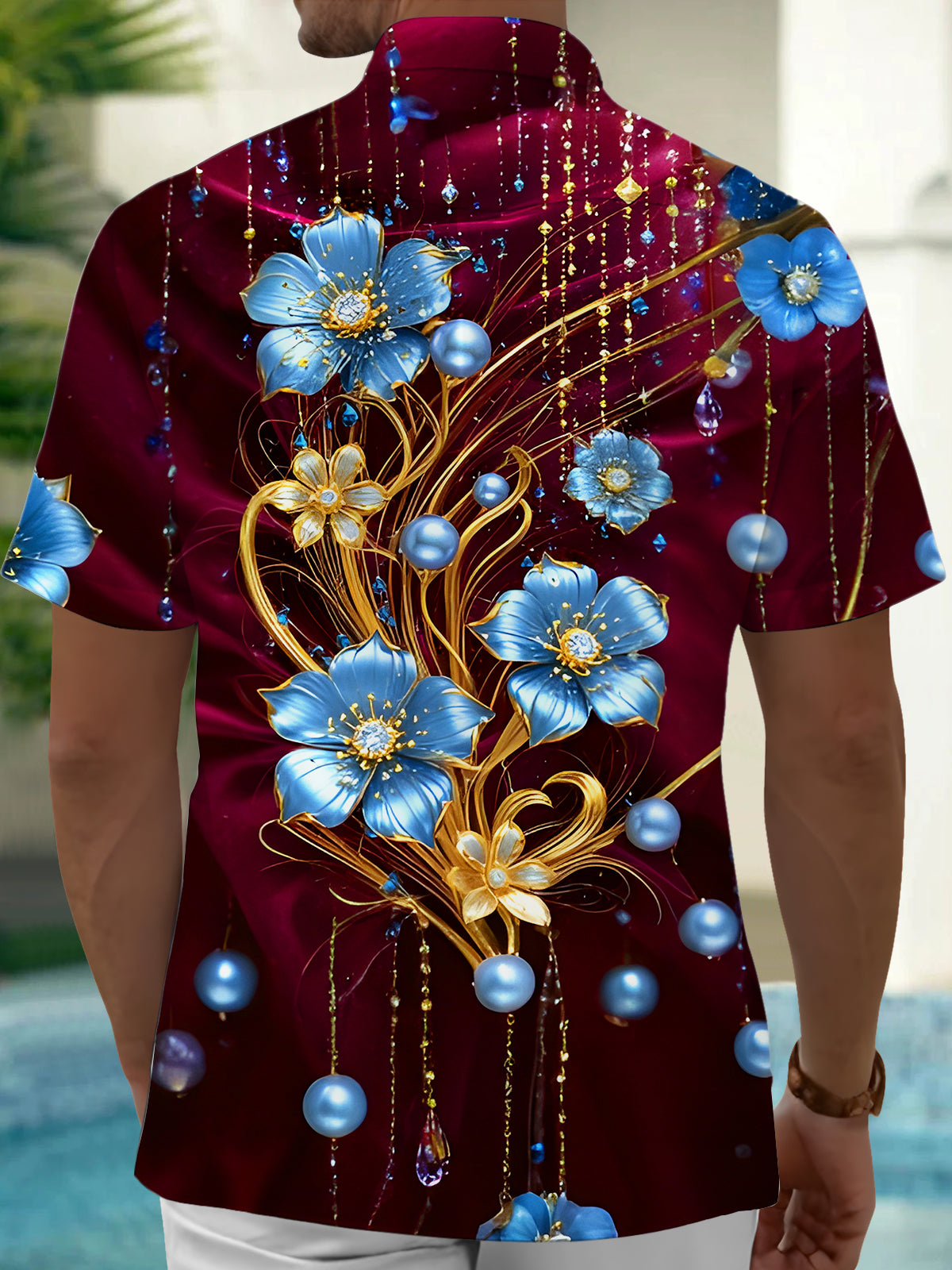 Art Floral Men's Pocket Short Sleeve Shirts