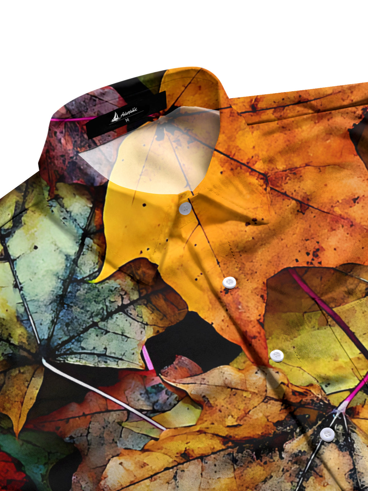 Autumn Maple Leaf Print Men's Pocket Short Sleeve Shirts