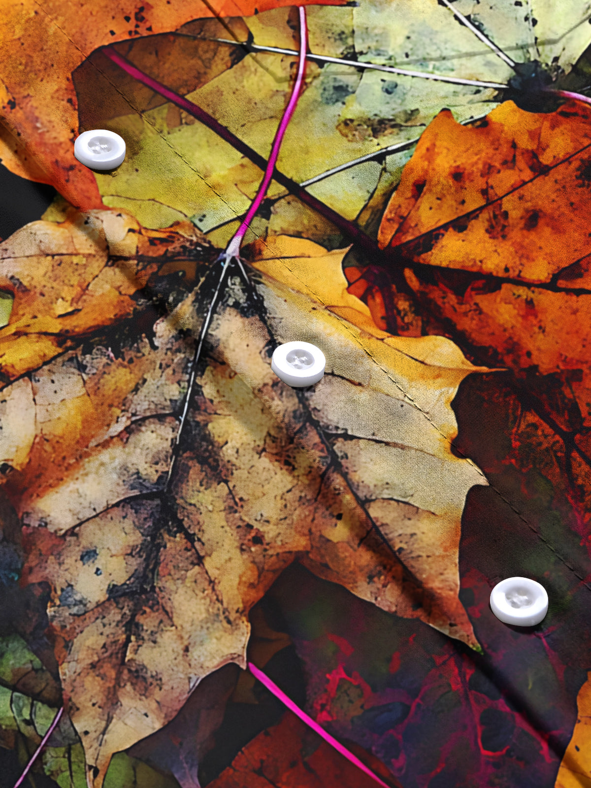 Autumn Maple Leaf Print Men's Pocket Short Sleeve Shirts