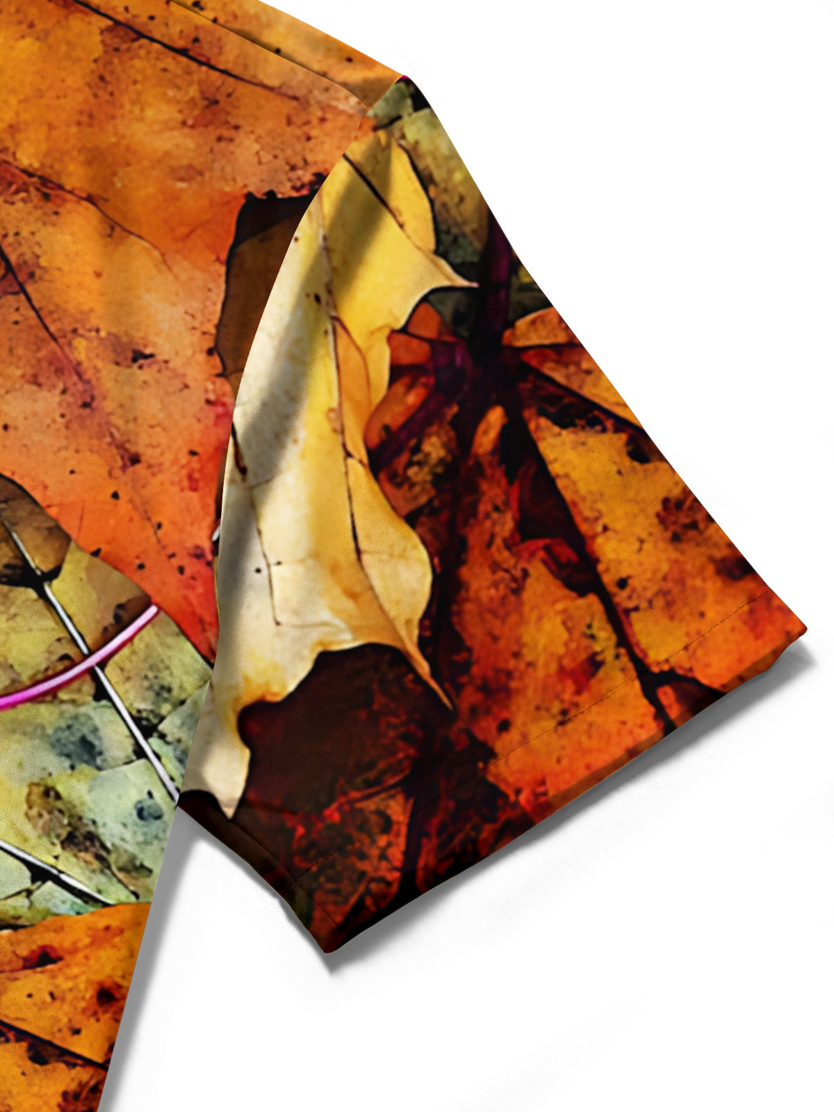 Autumn Maple Leaf Print Men's Pocket Short Sleeve Shirts