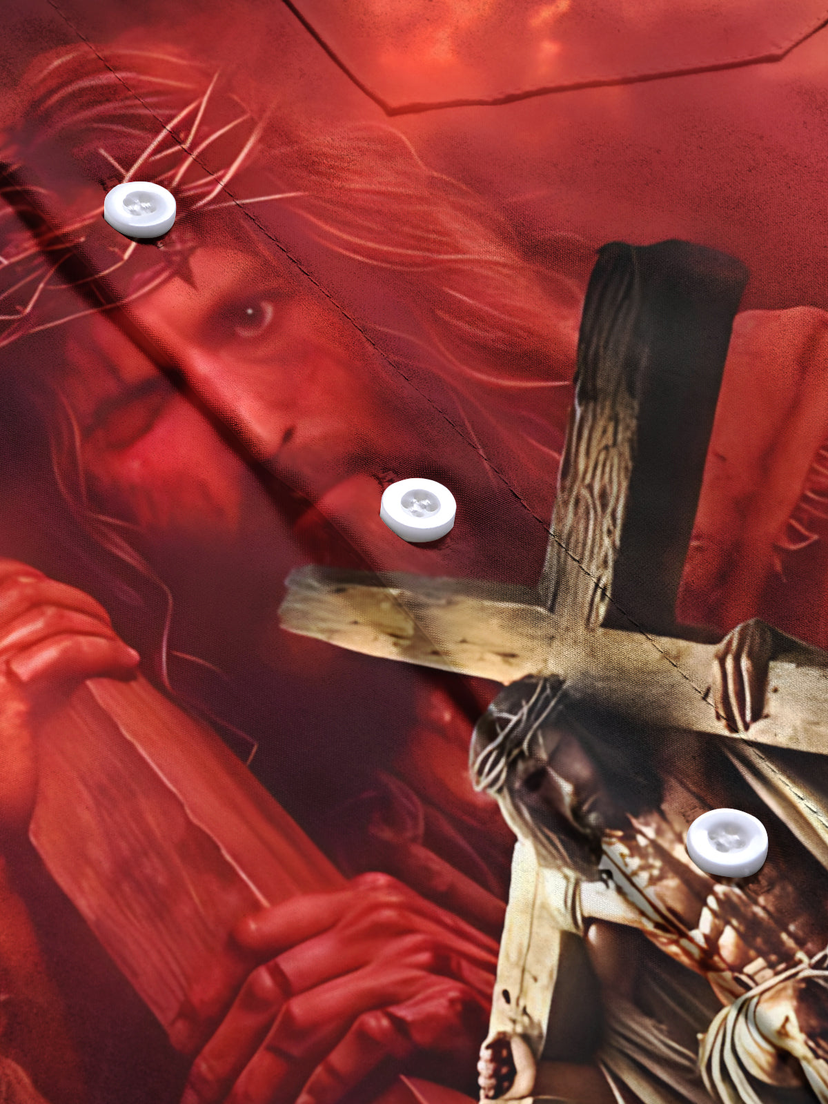 Jesus Print Men's Pocket Short Sleeve Shirts