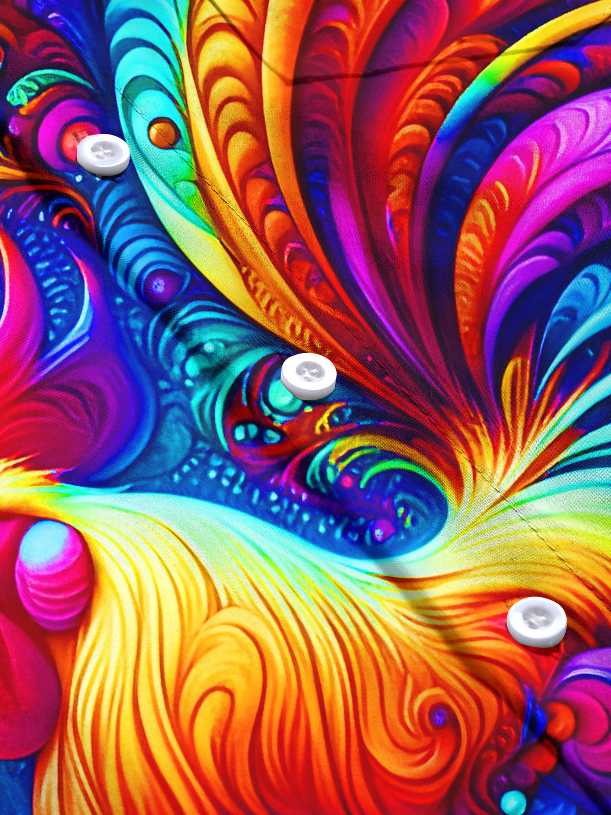 Hawaiian Colorful Rooster Swirl Men's Pocket Short Sleeve Shirts