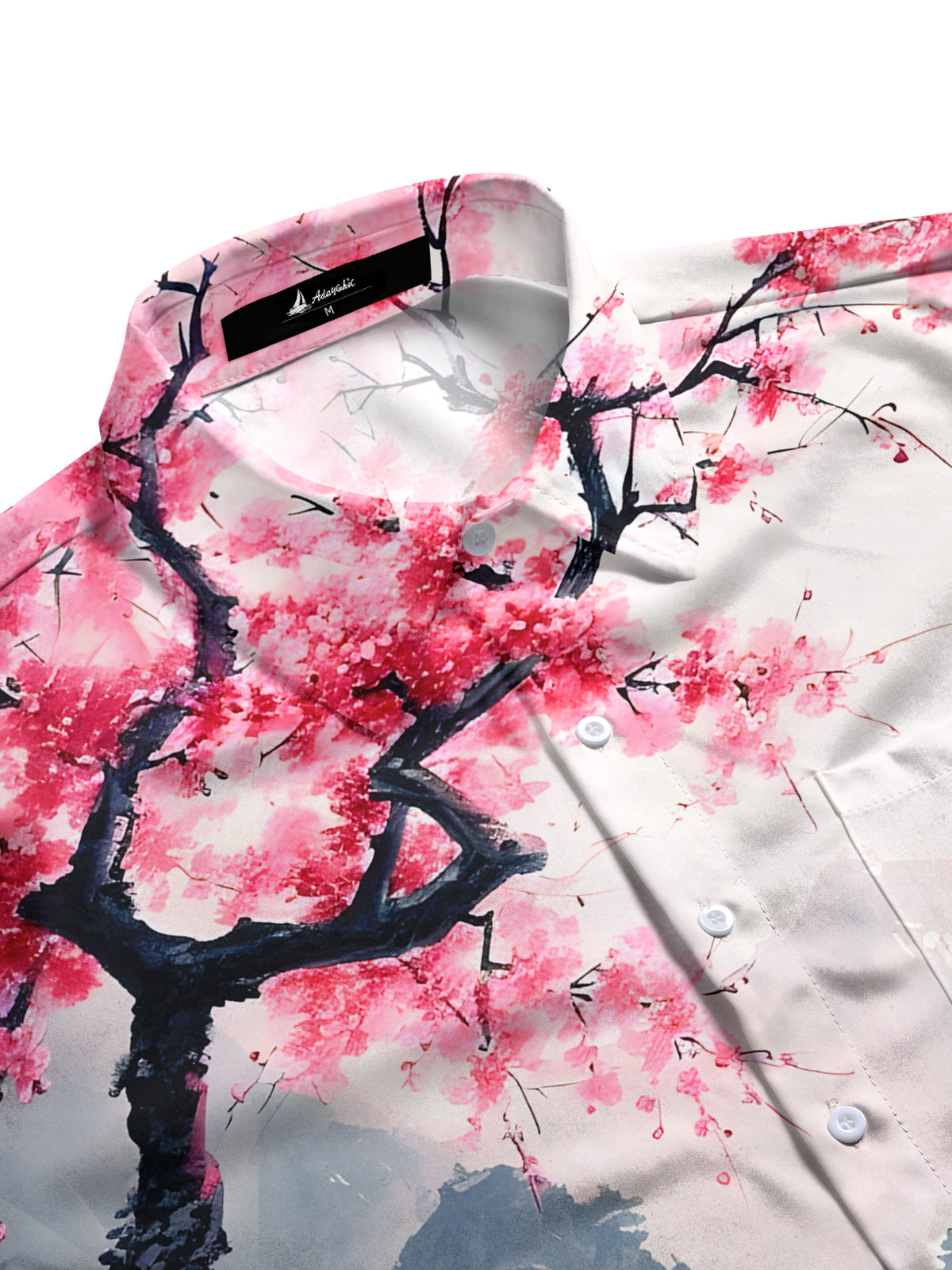 Mountain Floral Men's Pocket Long Sleeve Shirts