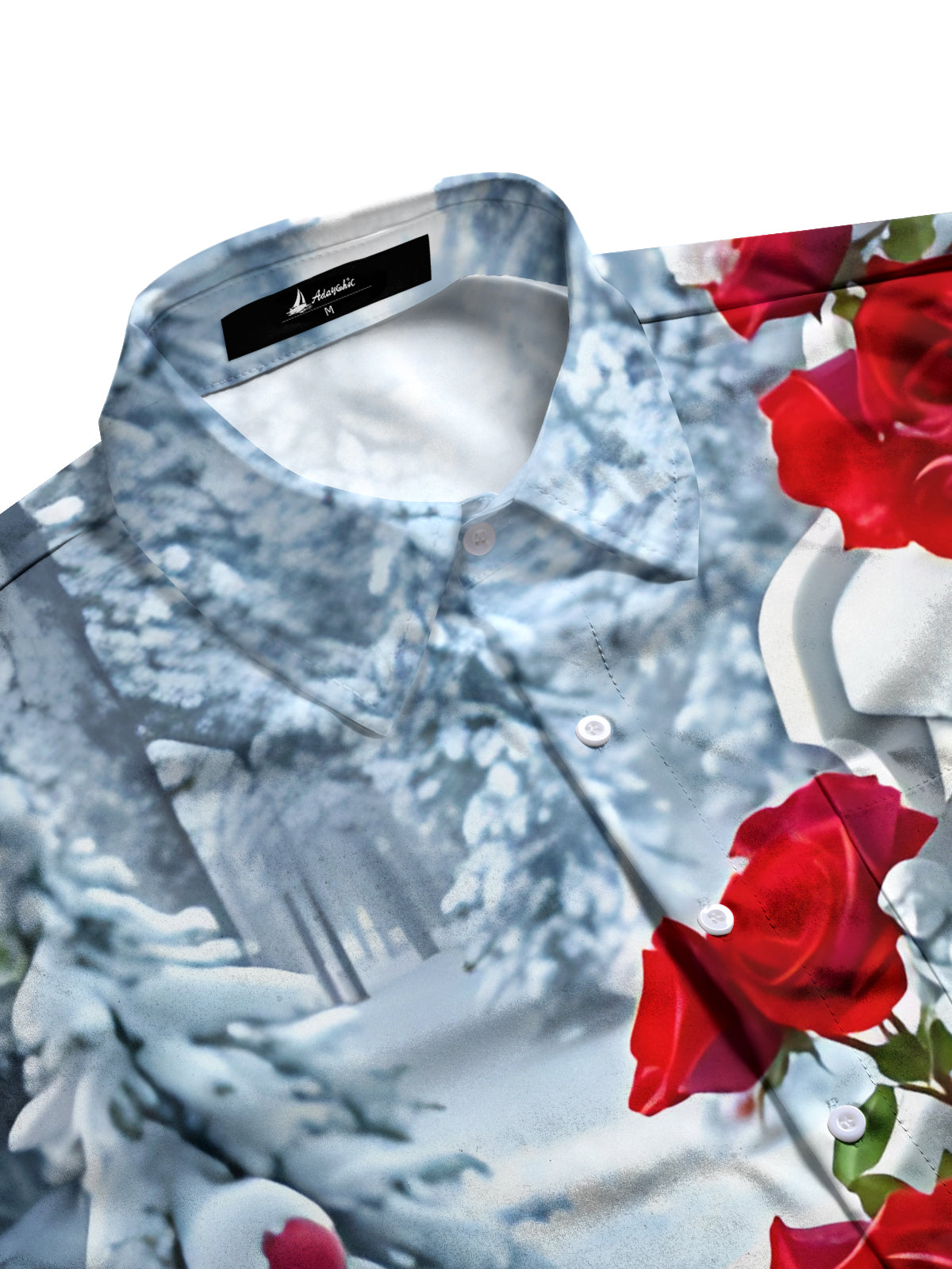 Rose Piano Snow Print Men's Pocket Short Sleeve Shirts