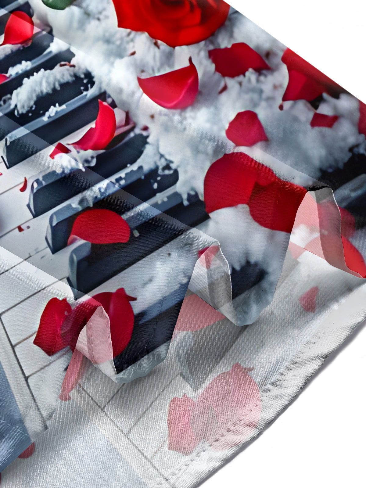 Rose Piano Snow Print Men's Pocket Short Sleeve Shirts