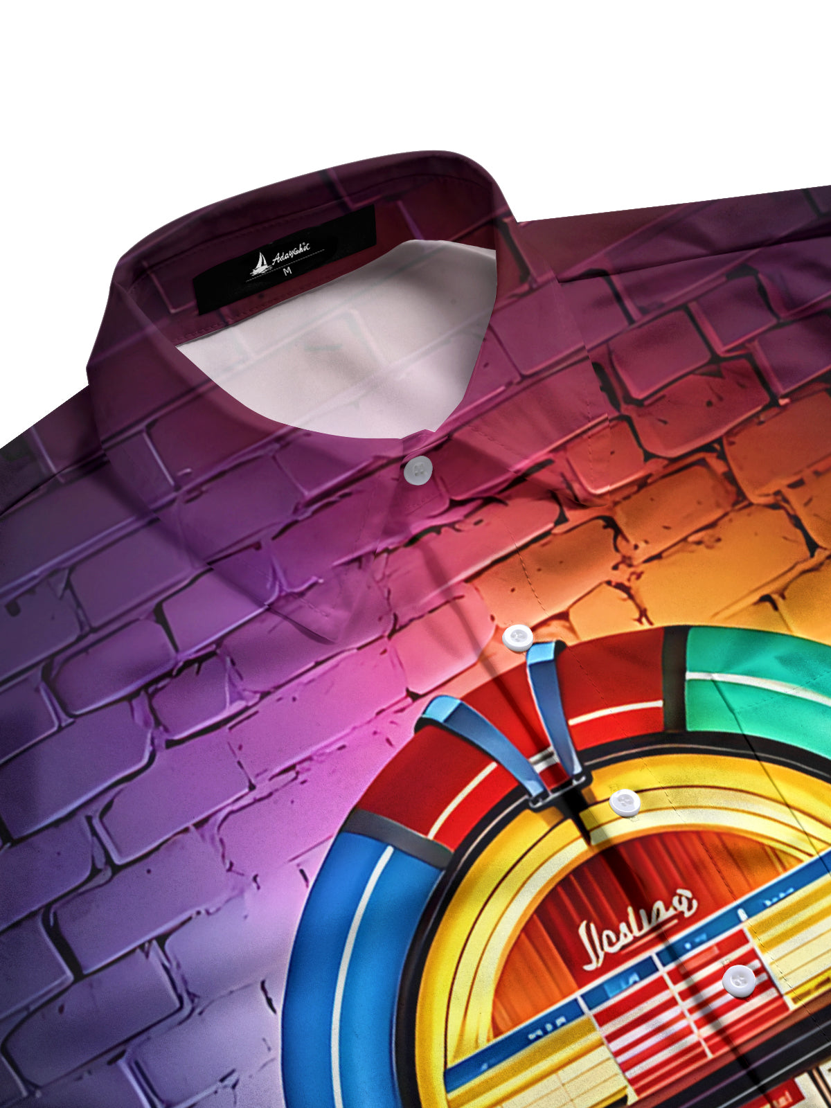 Jukebox Print Men's Pocket Short Sleeve Shirts