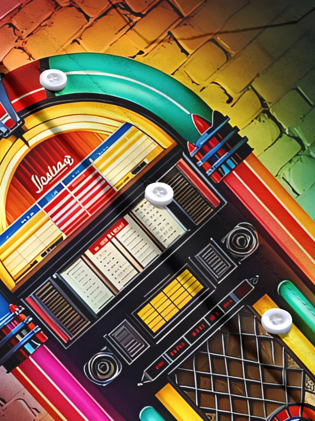 Jukebox Print Men's Pocket Short Sleeve Shirts