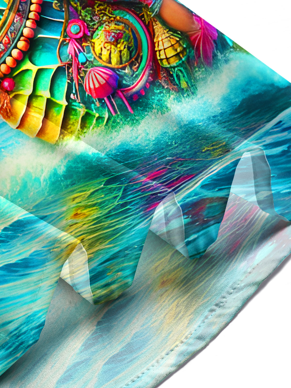 Art Fantasy Ocean Princess Riding Seahorse Men's Pocket Short Sleeve Shirts