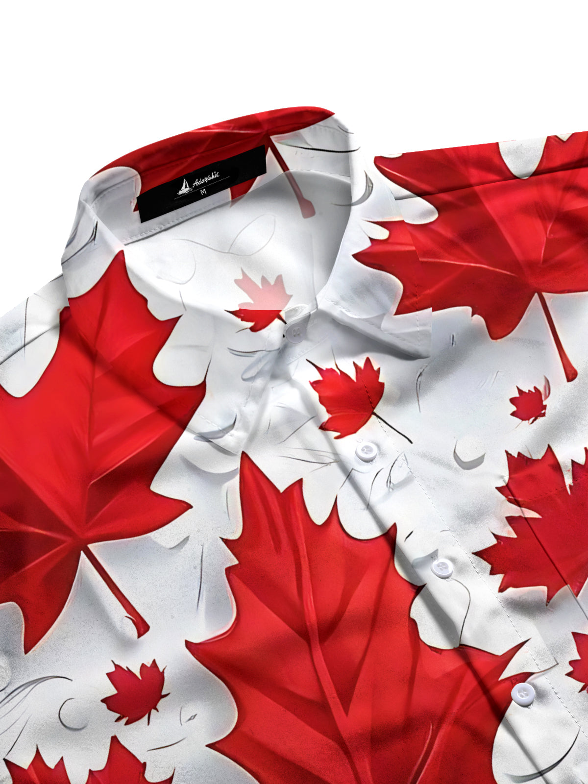 Maple Leaf Print Men's Pocket Short Sleeve Shirts