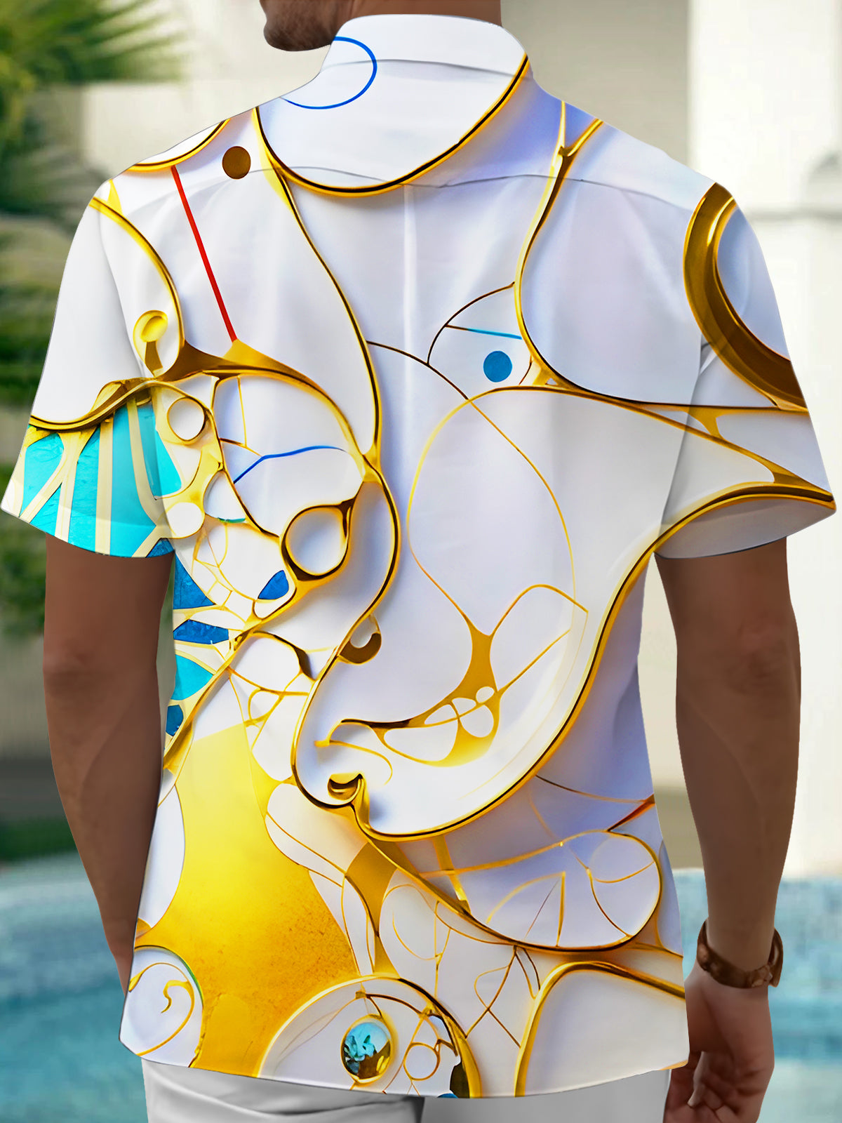 Molten Gold Fluid Art Men's Pocket Short Sleeve Shirts