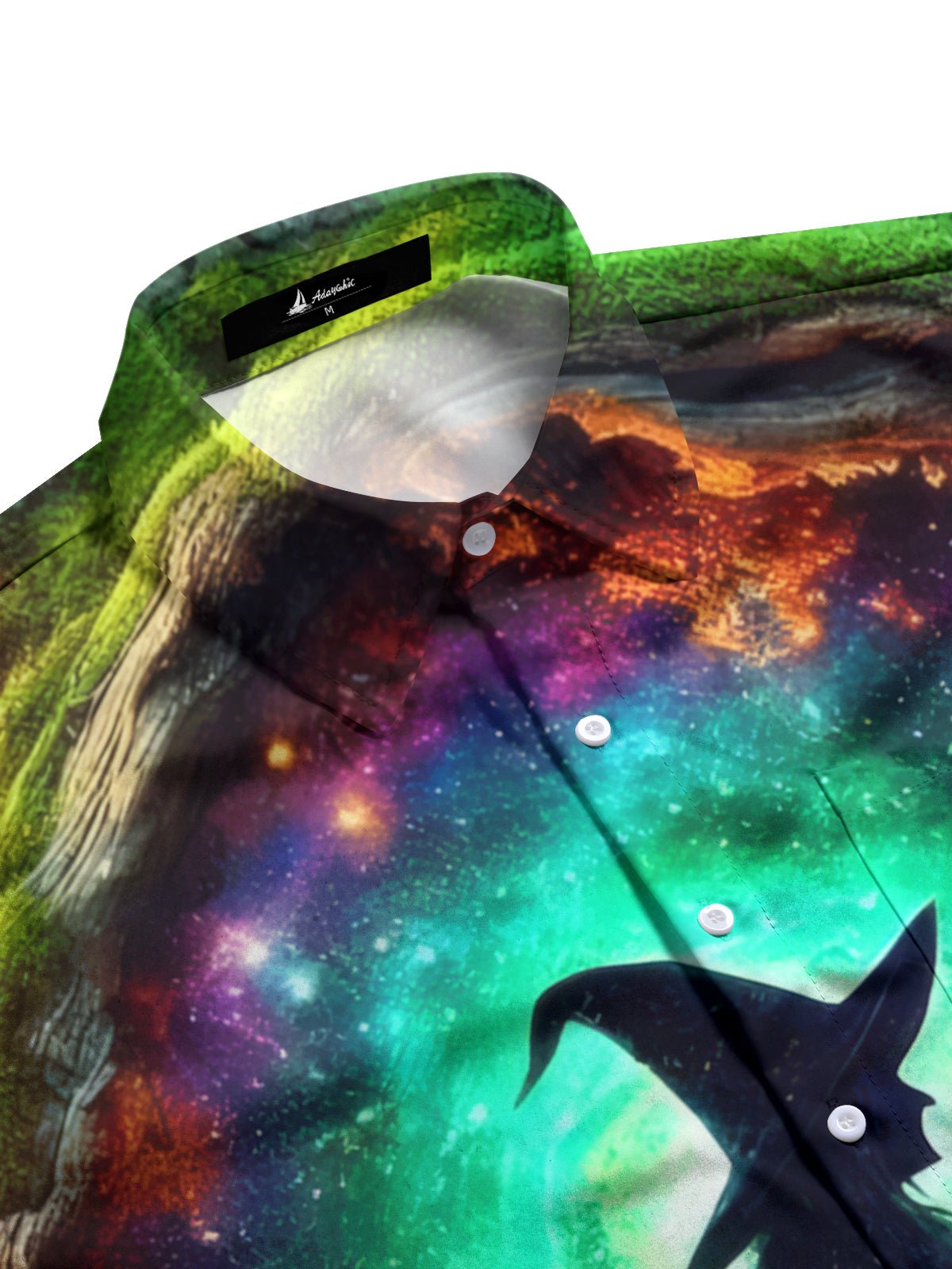 Halloween Witch Castle Print Men's Pocket Short Sleeve Shirts