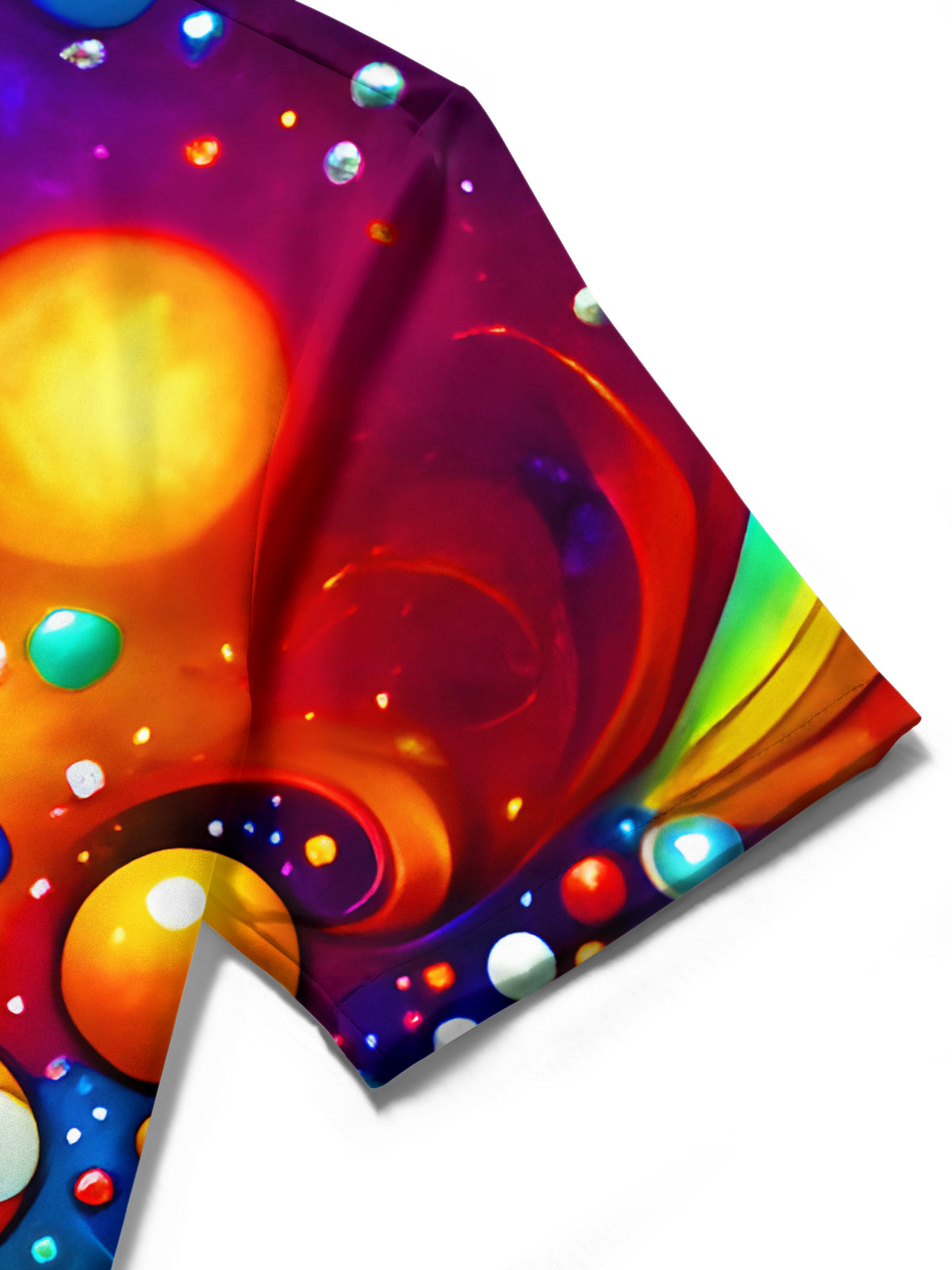 Funny Cat Catching Fish Colorful Swirl Men's Pocket Short Sleeve Shirts