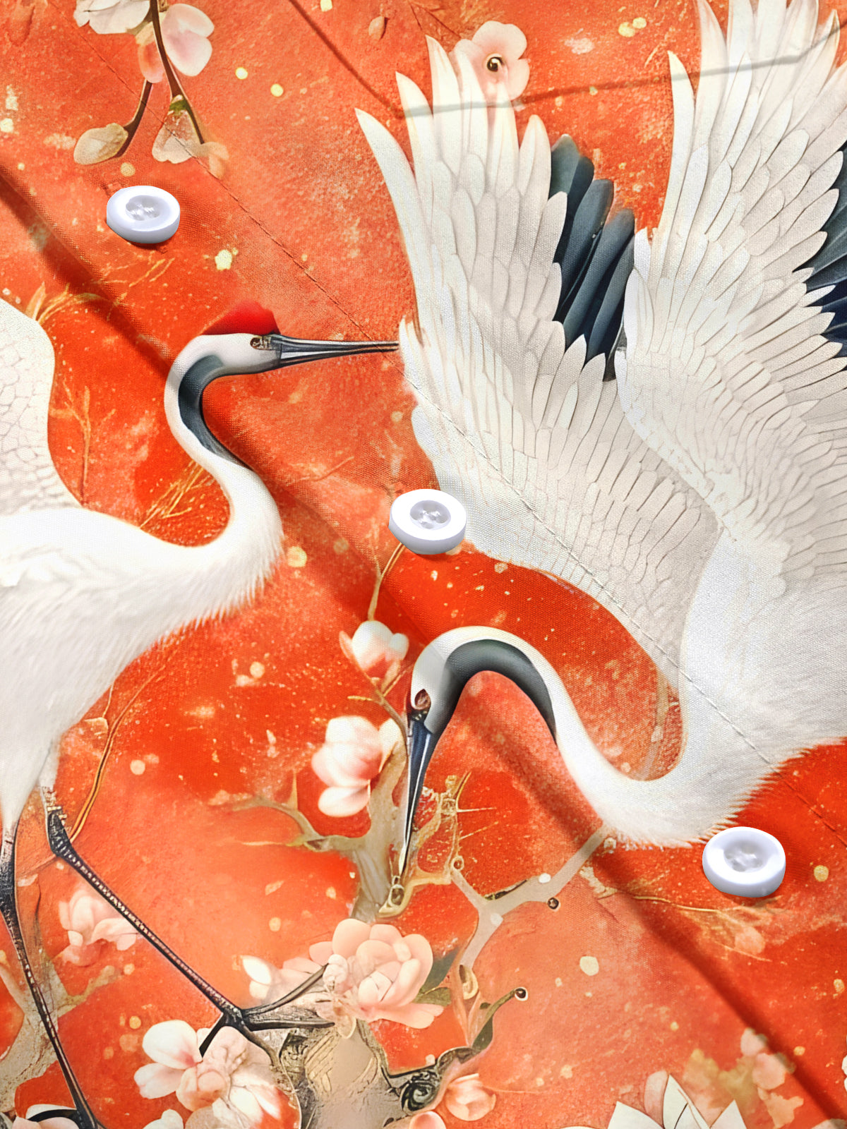 Crane Floral Men's Pocket Short Sleeve Shirts