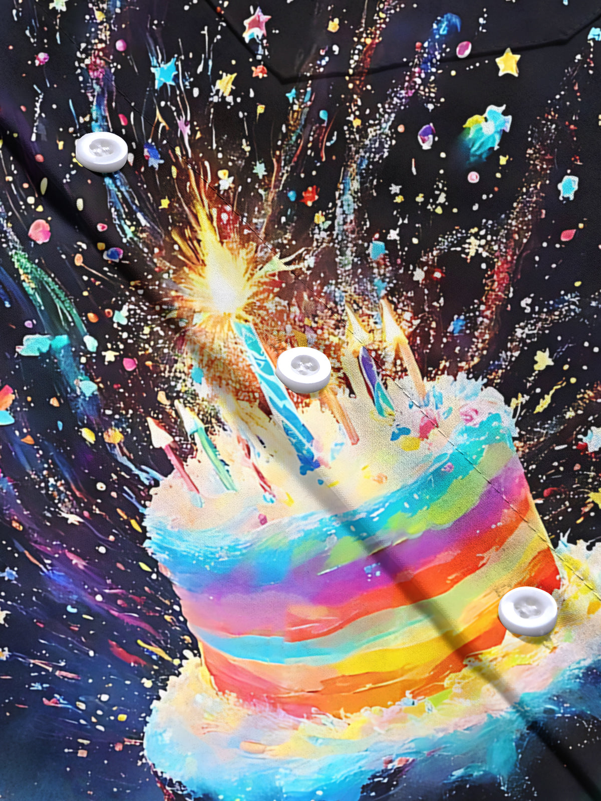 Cake Print Men's Pocket Short Sleeve Shirts