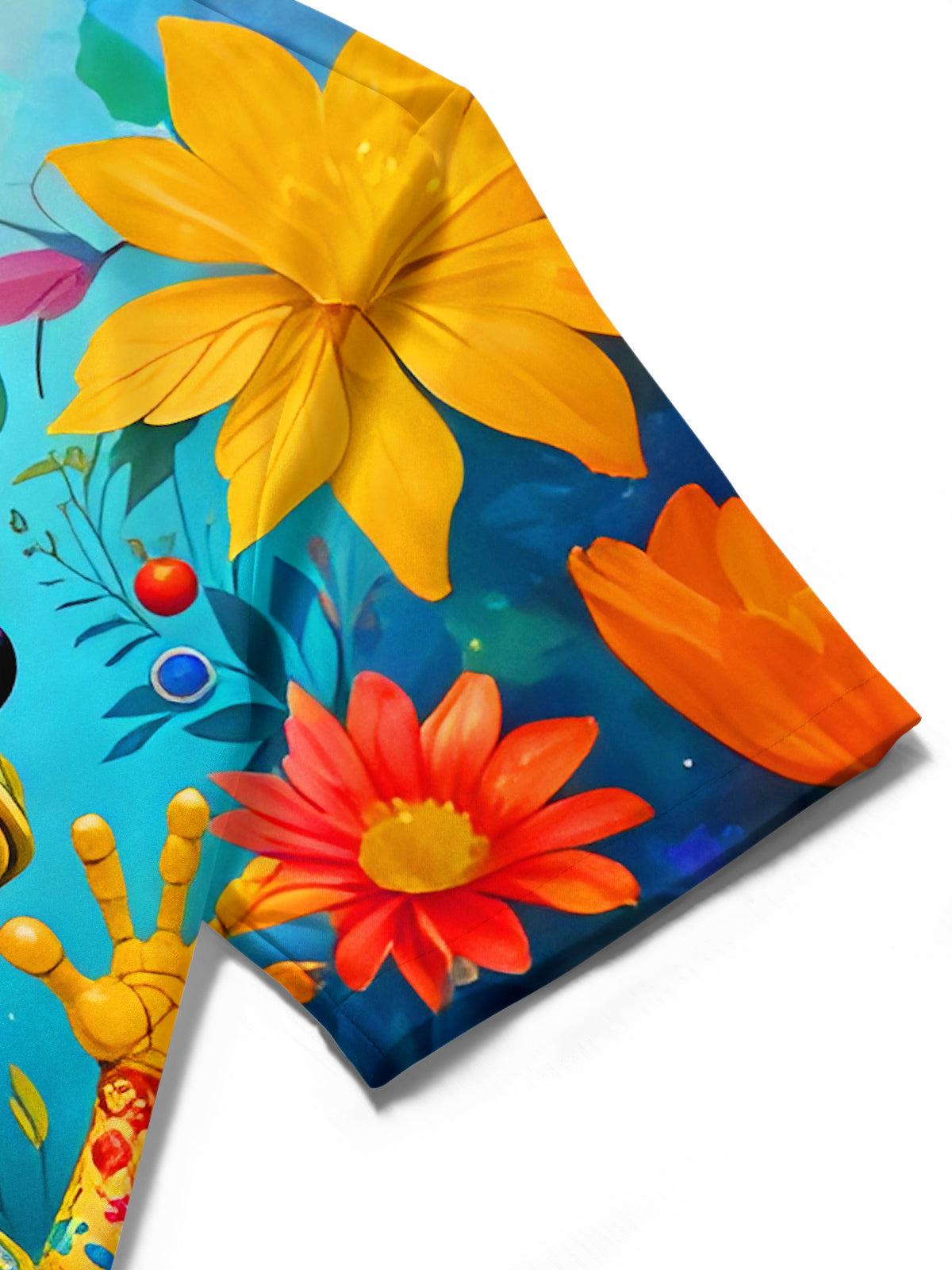 Funny Colorful Frog Floral Men's Pocket Short Sleeve Shirts