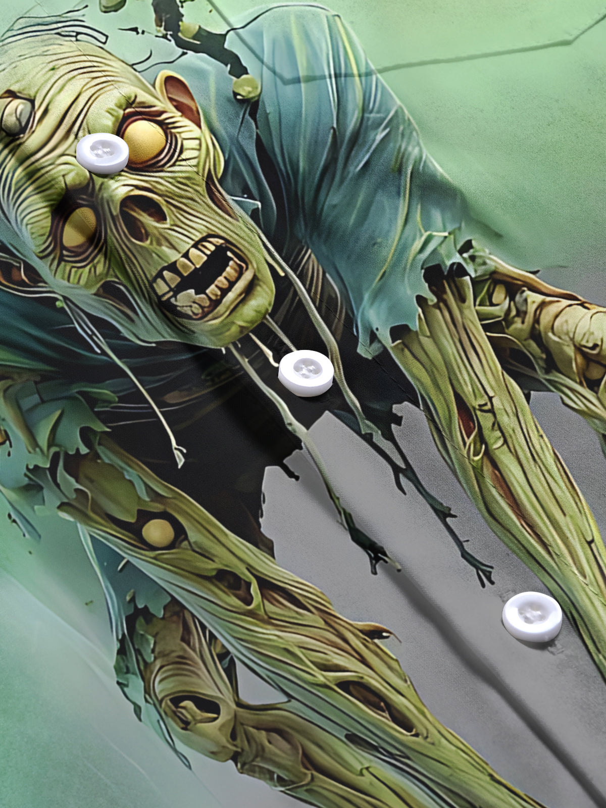 Halloween Zombie Print Men's Pocket Short Sleeve Shirts