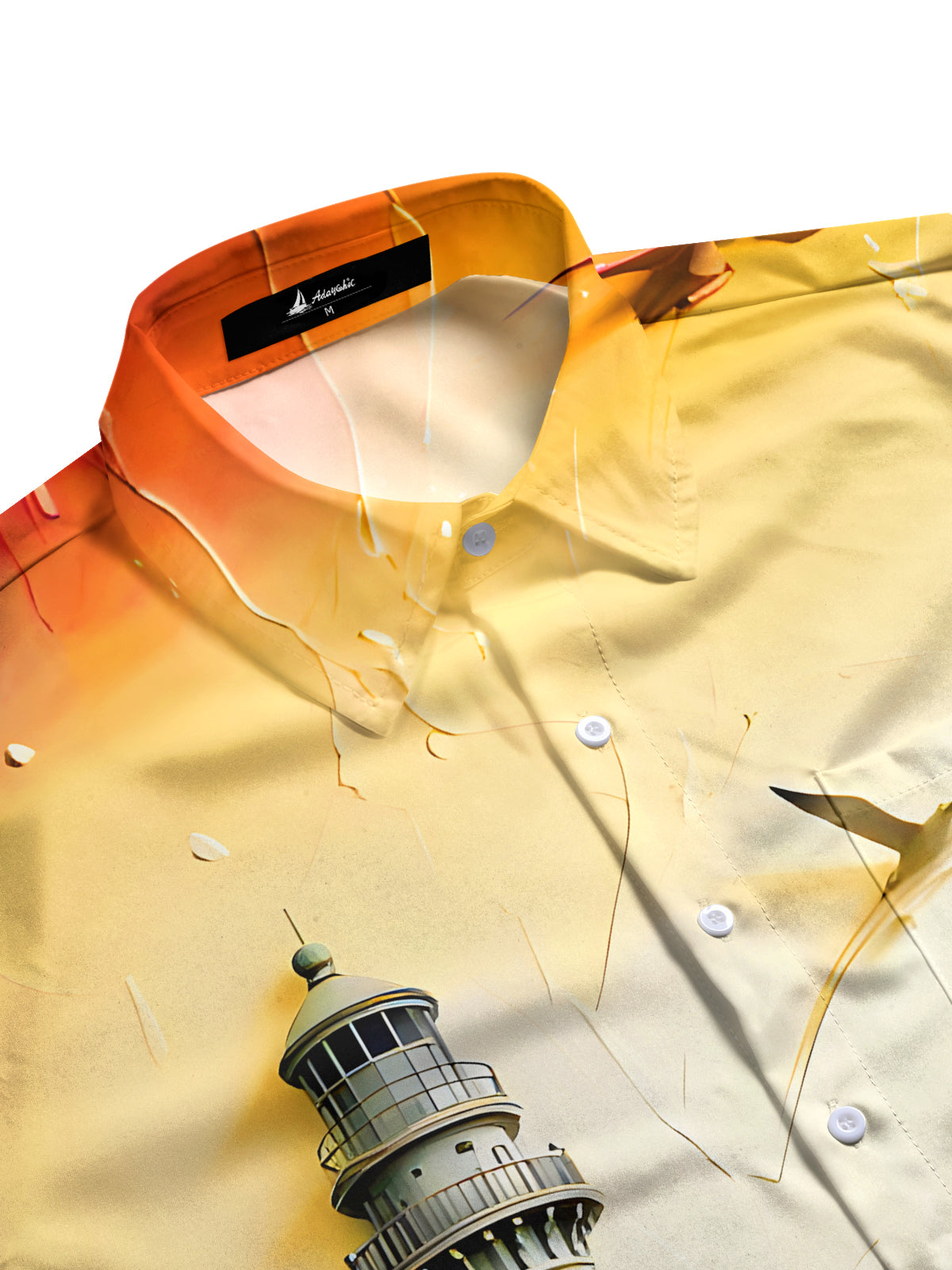 Lighthouse Floral Seagulls Whale Tie Dye Art Relief Men's Pocket Short Sleeve Shirts