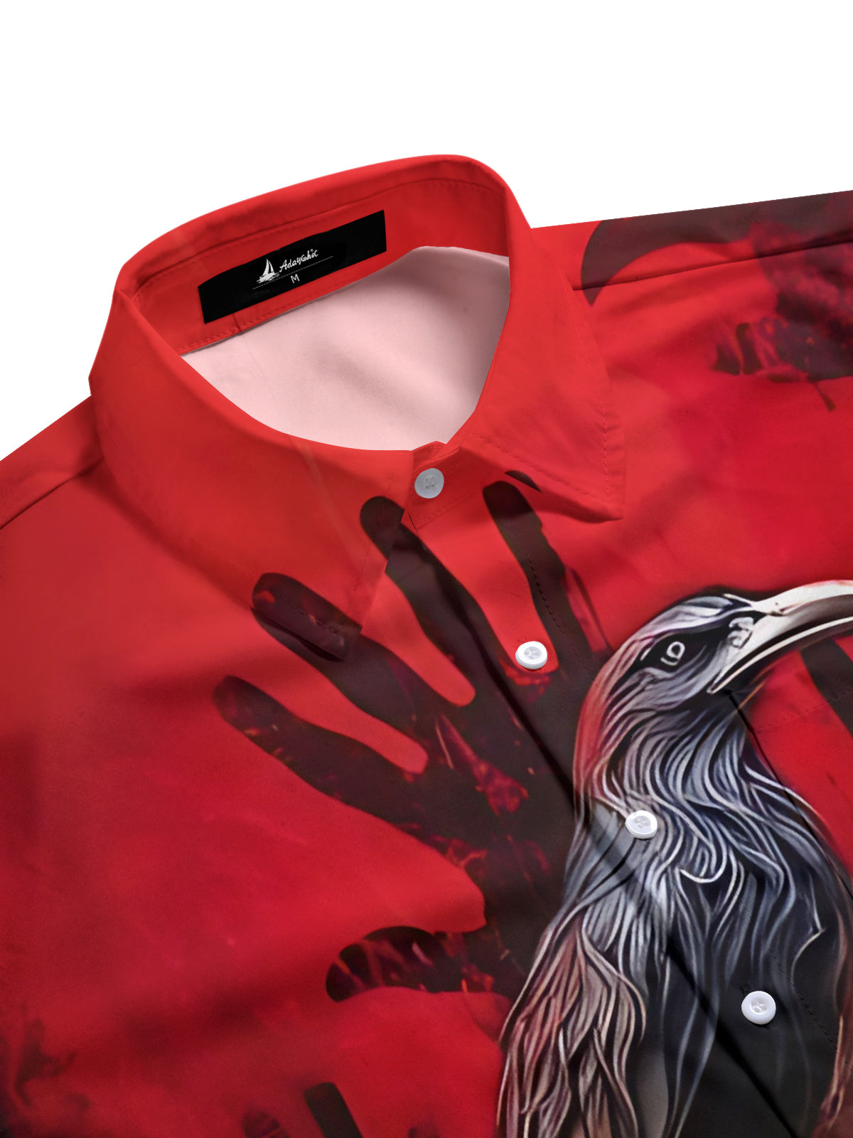 Halloween Crow Skull Print Men's Pocket Short Sleeve Shirts