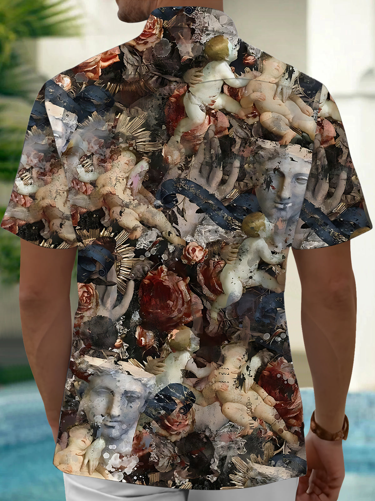 Classic Sculpture Art Print Men's Pocket Short Sleeve Shirts