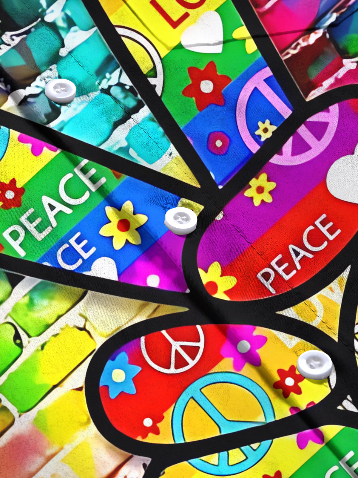 Peace Gesture Print Men's Pocket Short Sleeve Shirts