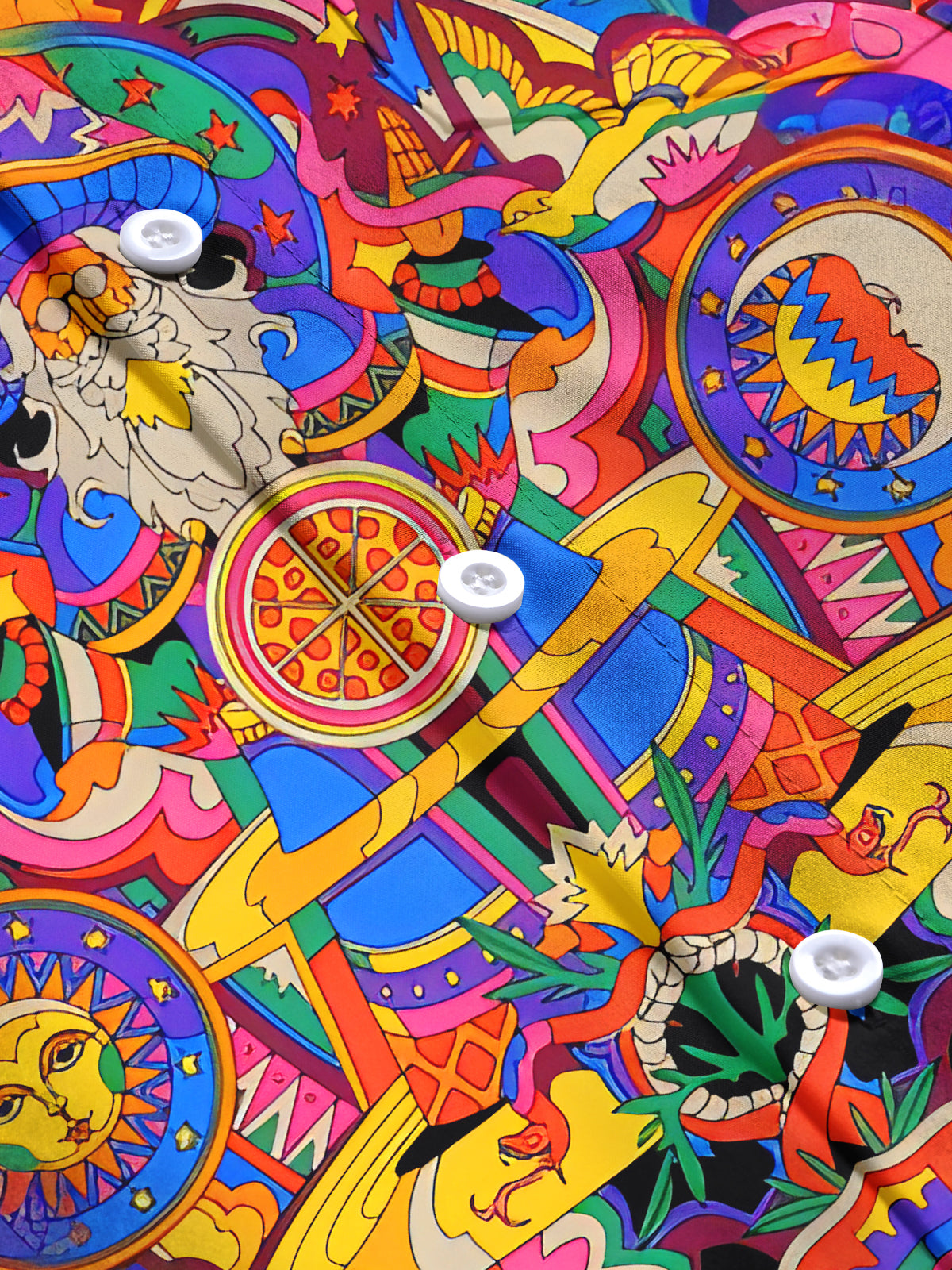 Art Abstract Carnival Eyes Men's Pocket Short Sleeve Shirts