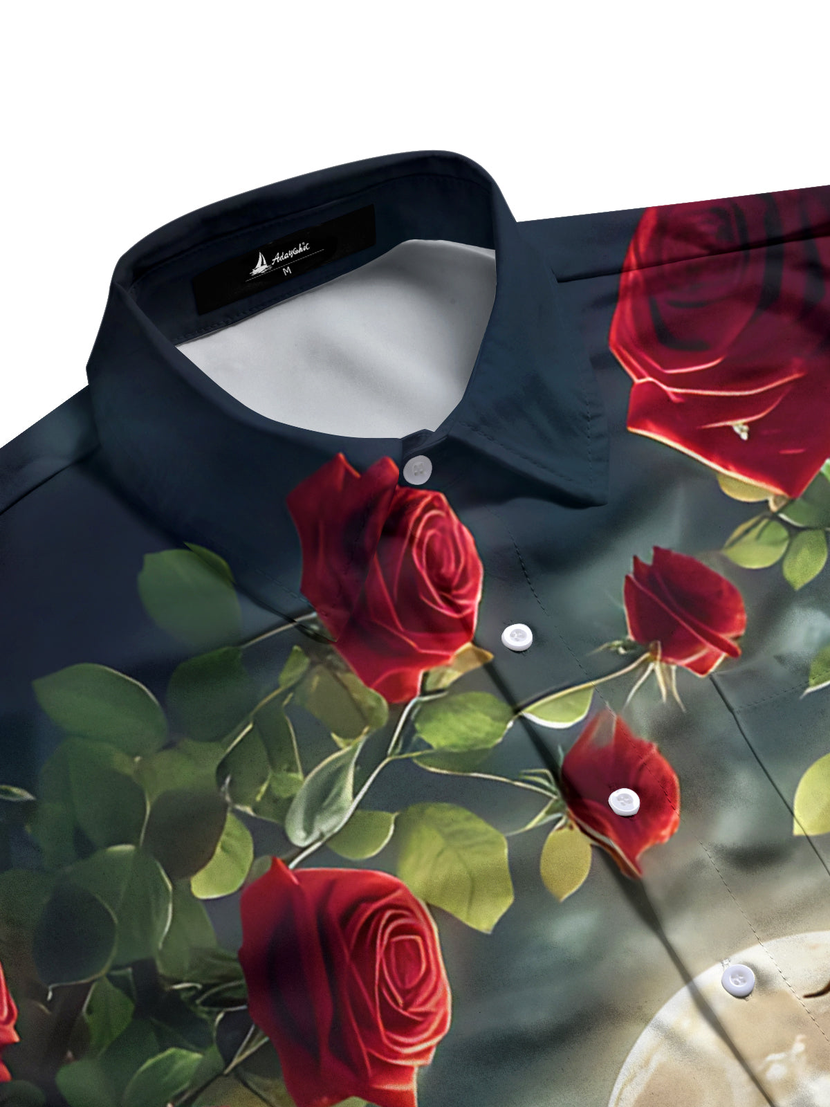 Bat Moon Print Men's Pocket Short Sleeve Shirts