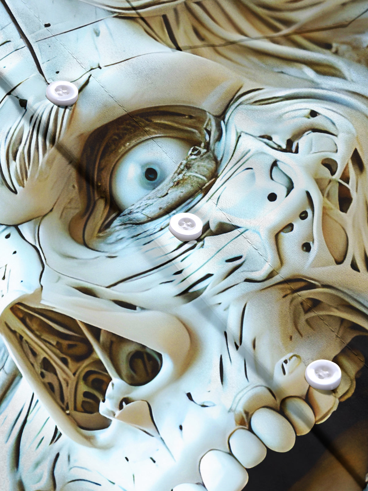 Funny Skull Art Relief Halloween Men's Pocket Long Sleeve Shirts